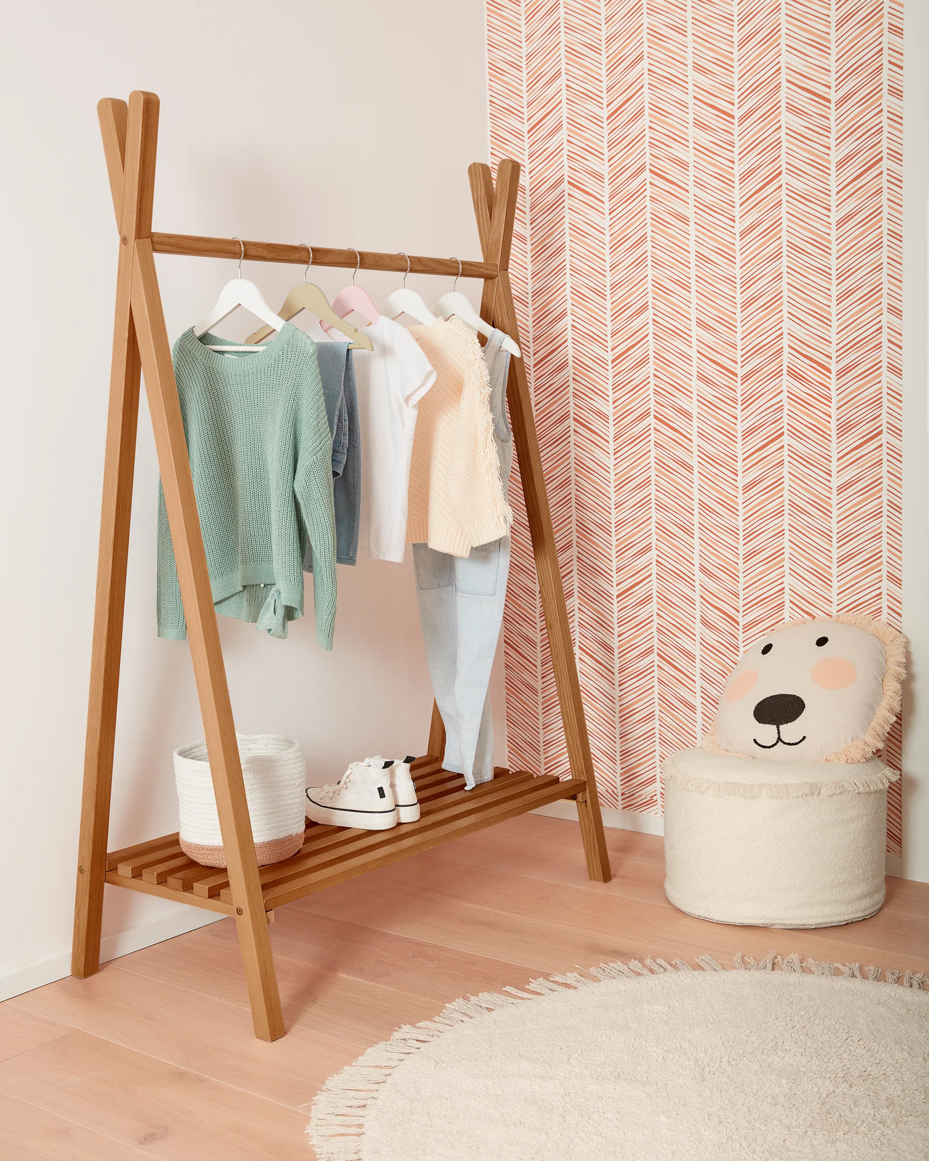 Maralis teepee clothes rail in solid ash wood, 148 x 50 cm - Image 2
