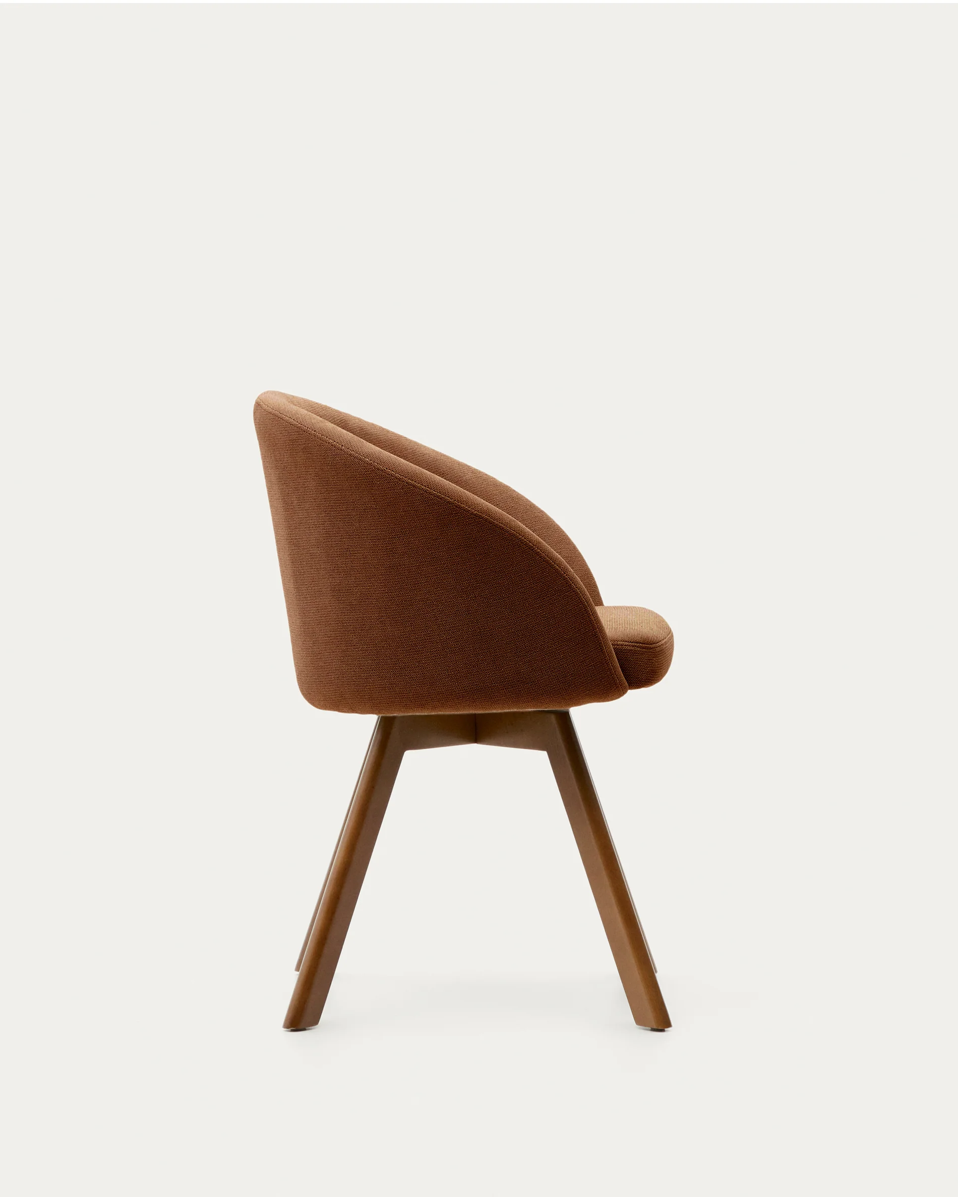 Marvin brown chenille swivel chair with solid beech wood legs with a walnut finish FSC 100% - Image 4