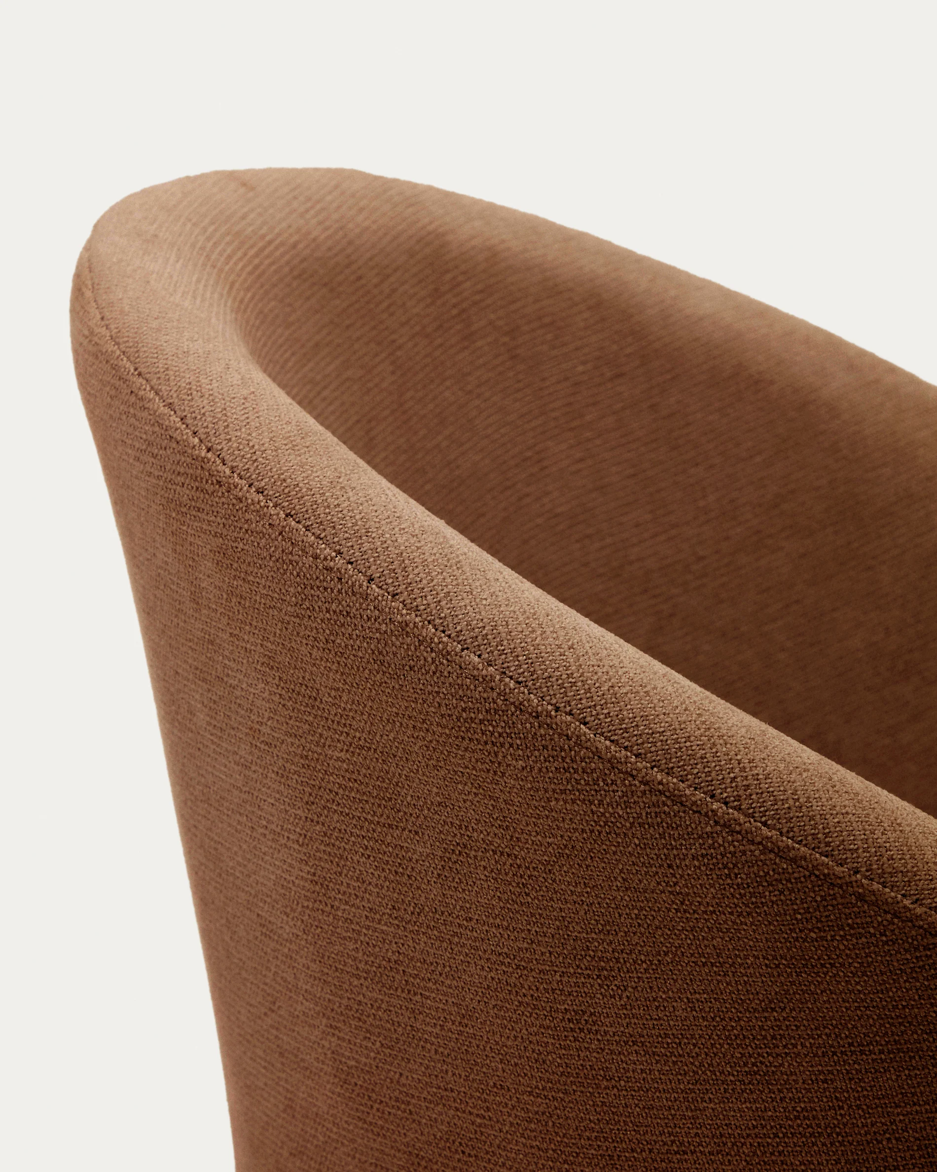 Marvin brown chenille swivel chair with solid beech wood legs with a walnut finish FSC 100% - Image 5