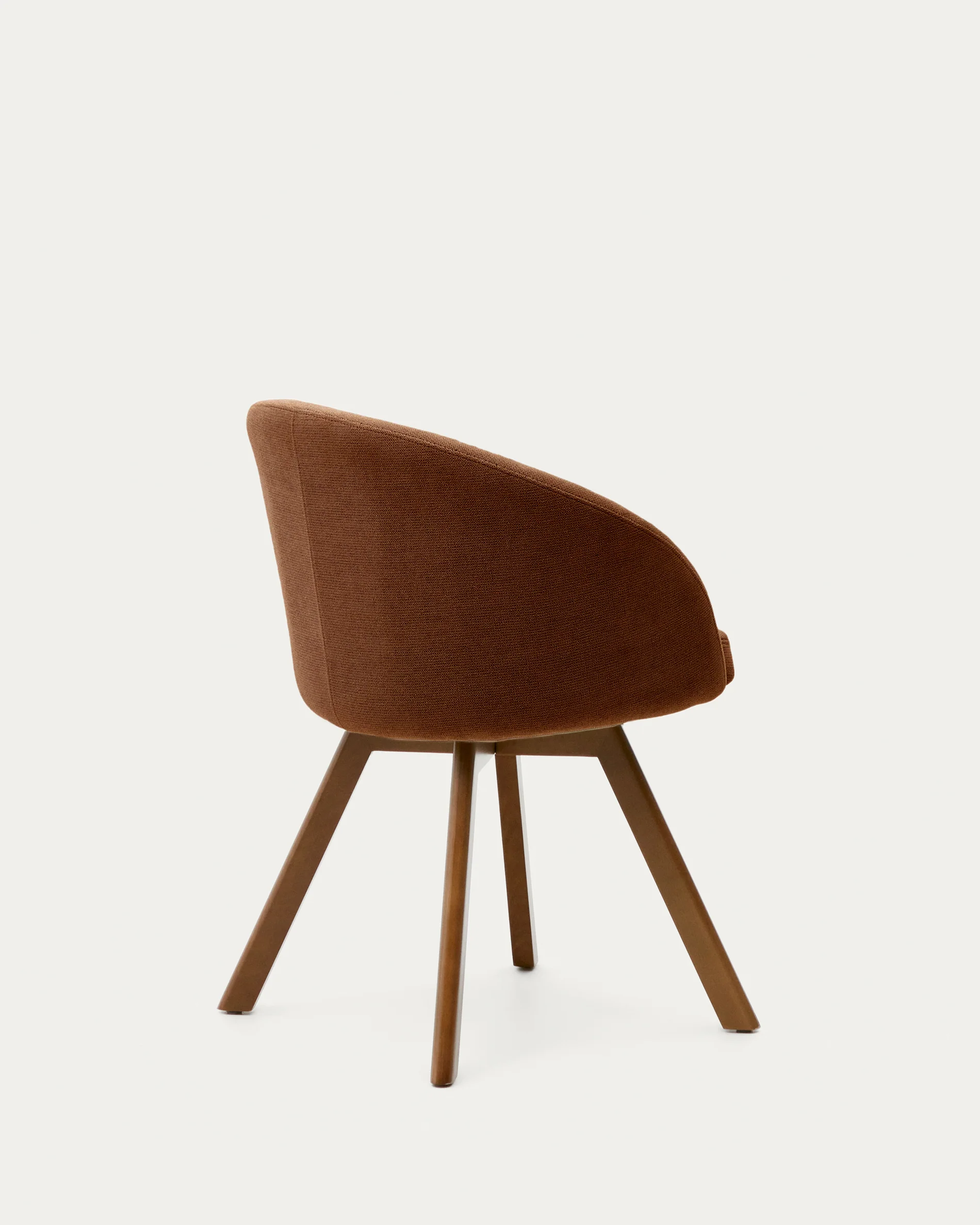 Marvin brown chenille swivel chair with solid beech wood legs with a walnut finish FSC 100% - Image 6