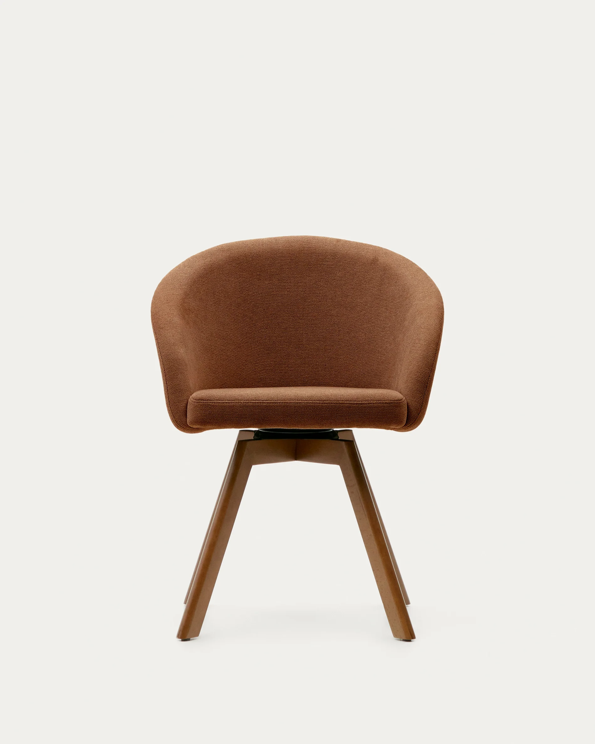 Marvin brown chenille swivel chair with solid beech wood legs with a walnut finish FSC 100% - Image 7