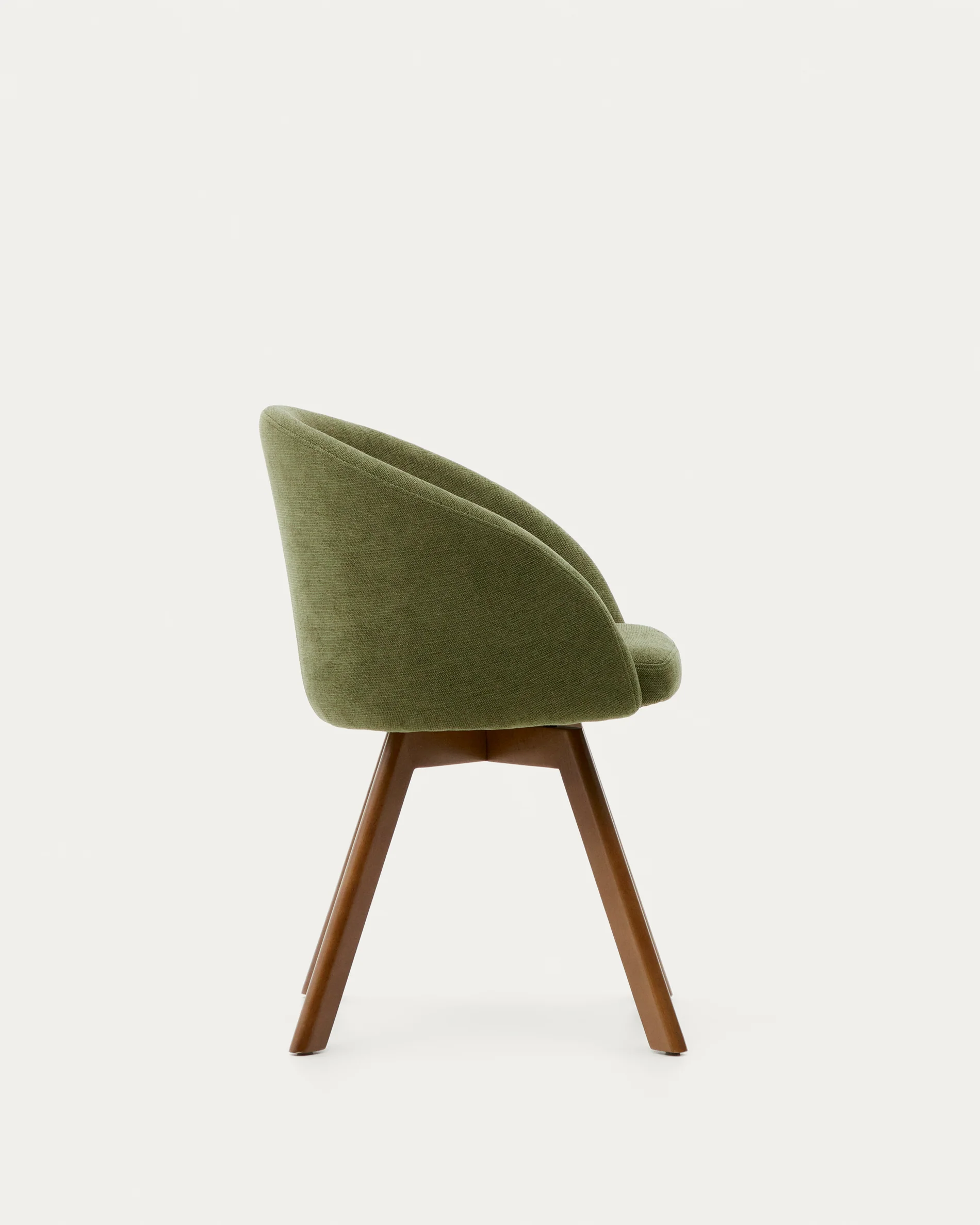 Marvin green chenille swivel chair with solid beech wood legs with a walnut finish FSC 100% - Image 5