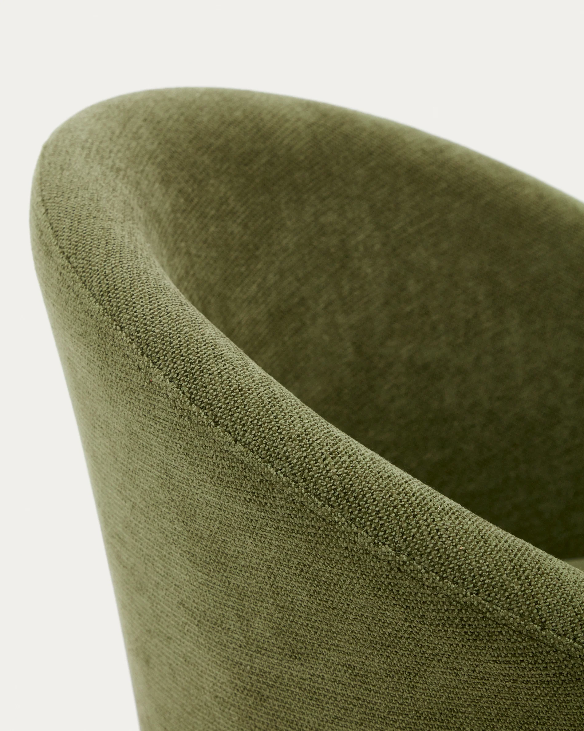 Marvin green chenille swivel chair with solid beech wood legs with a walnut finish FSC 100% - Image 7