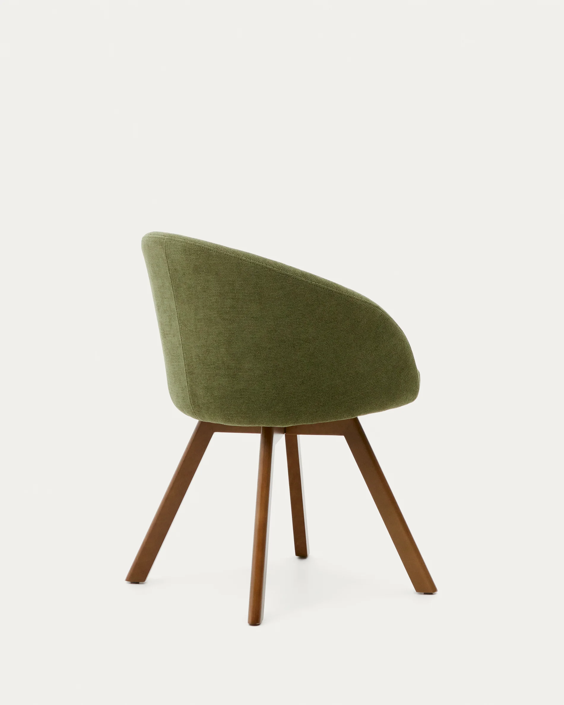 Marvin green chenille swivel chair with solid beech wood legs with a walnut finish FSC 100% - Image 8