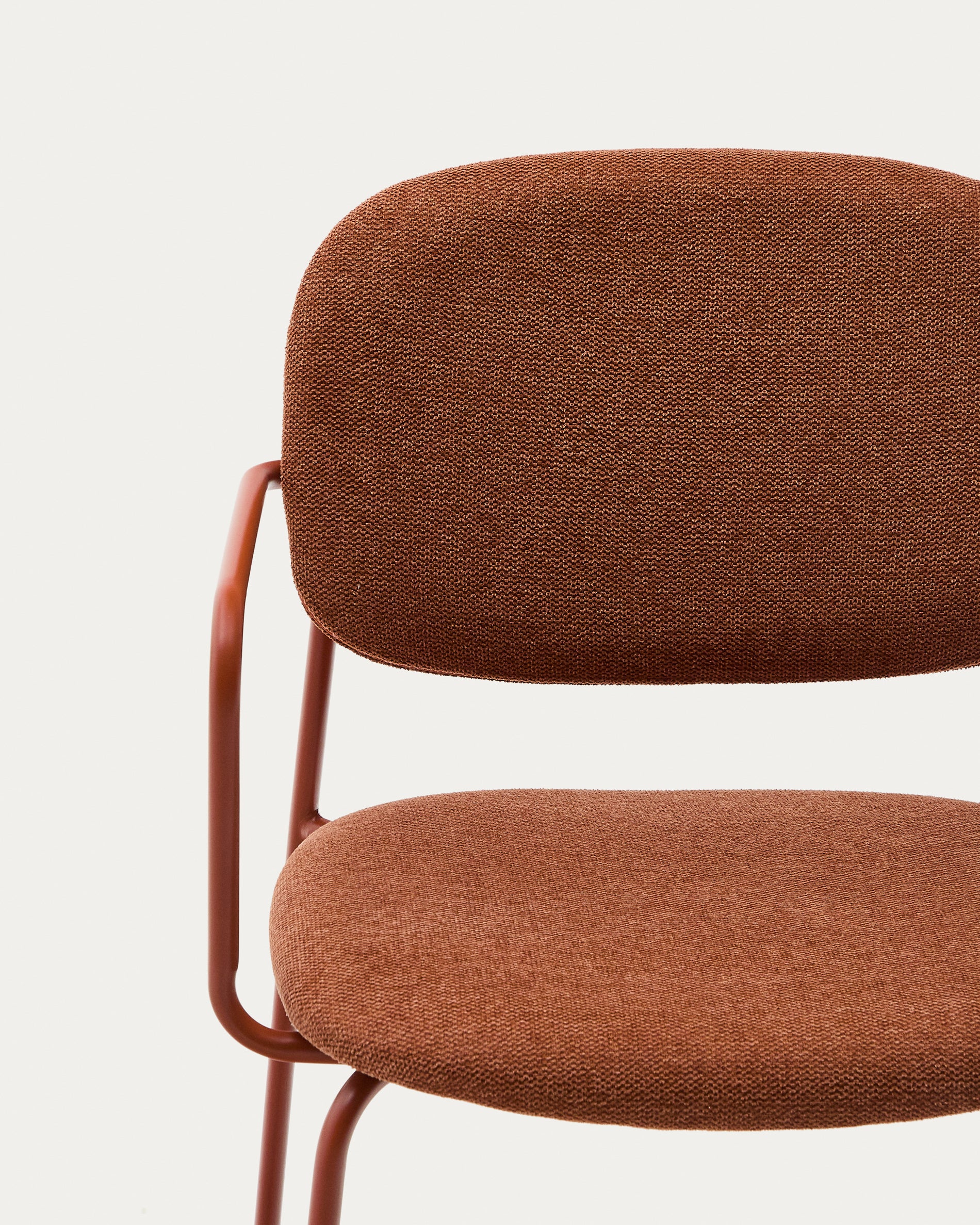 Meli chair with armrests in terracotta chenille with terracotta metal frame FSC Mix Credit - Image 3