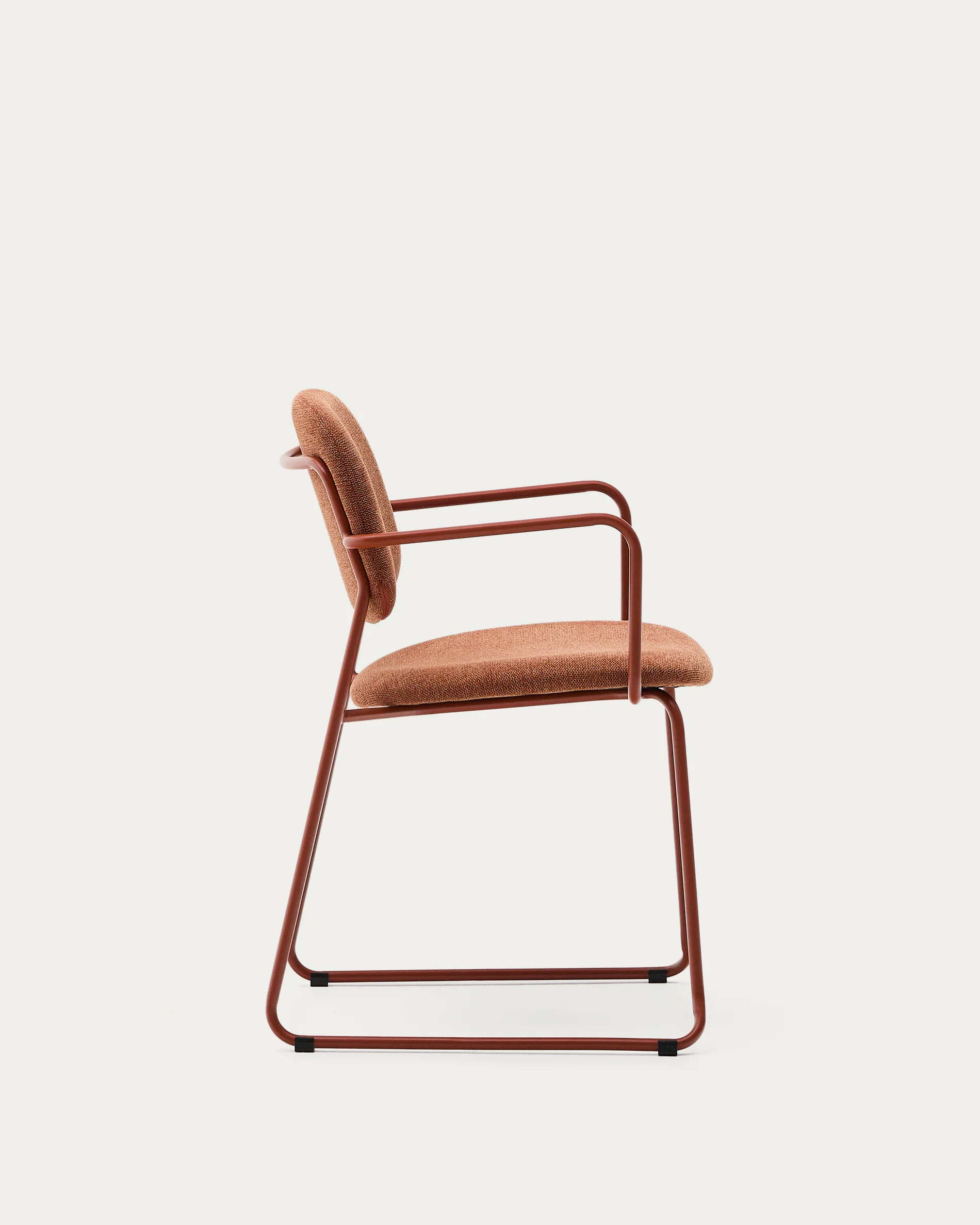 Meli chair with armrests in terracotta chenille with terracotta metal frame FSC Mix Credit - Image 6