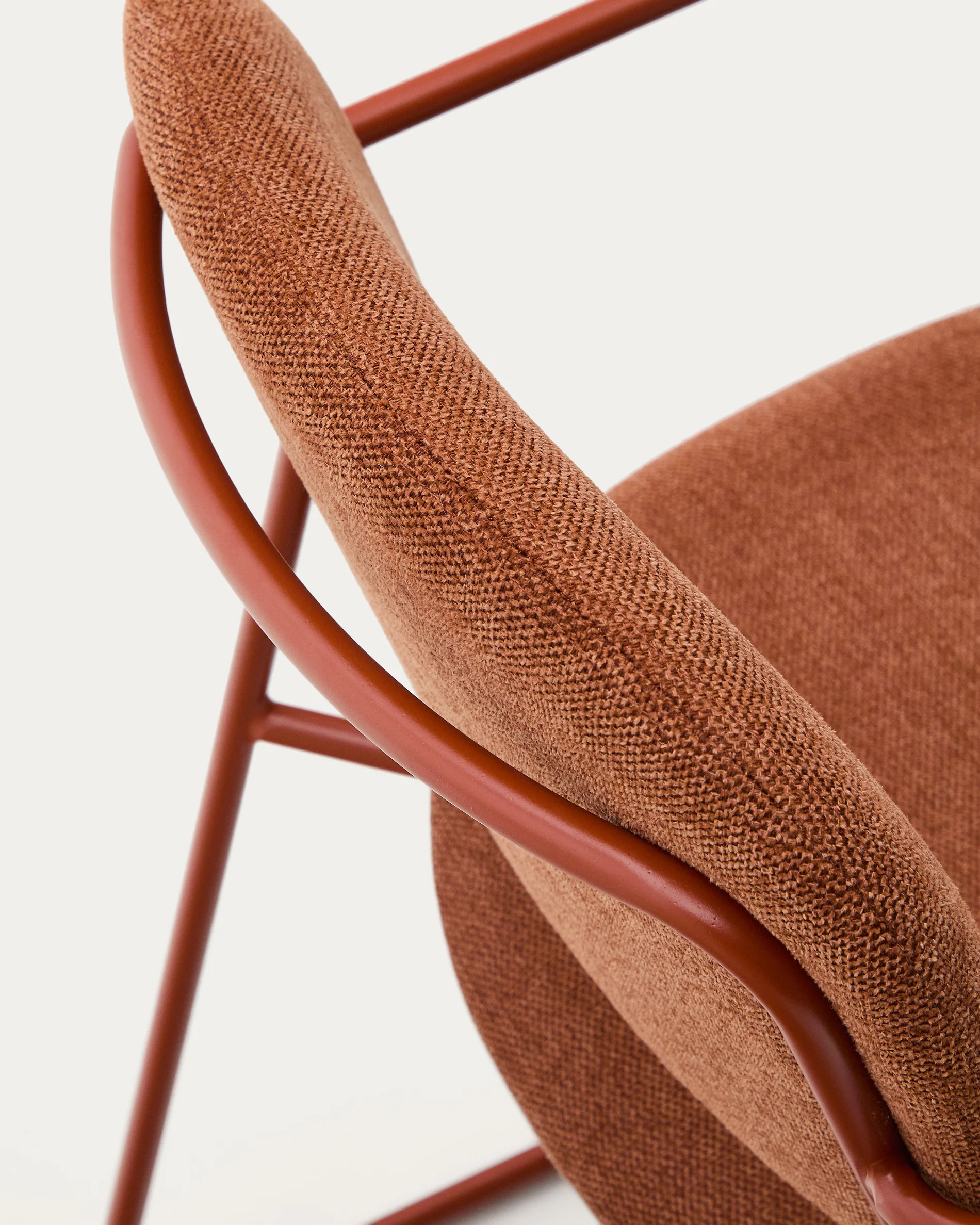 Meli chair with armrests in terracotta chenille with terracotta metal frame FSC Mix Credit - Image 8