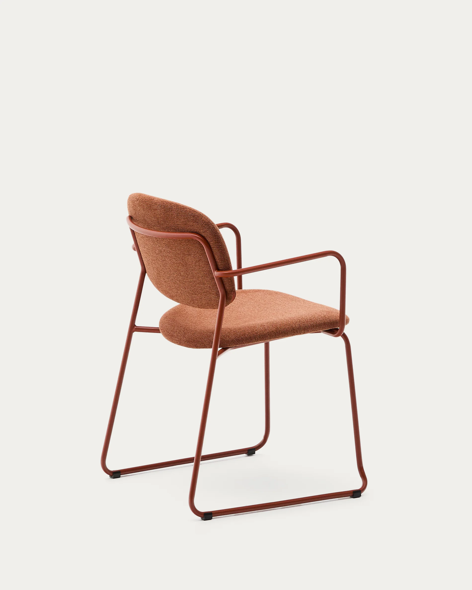 Meli chair with armrests in terracotta chenille with terracotta metal frame FSC Mix Credit - Image 9