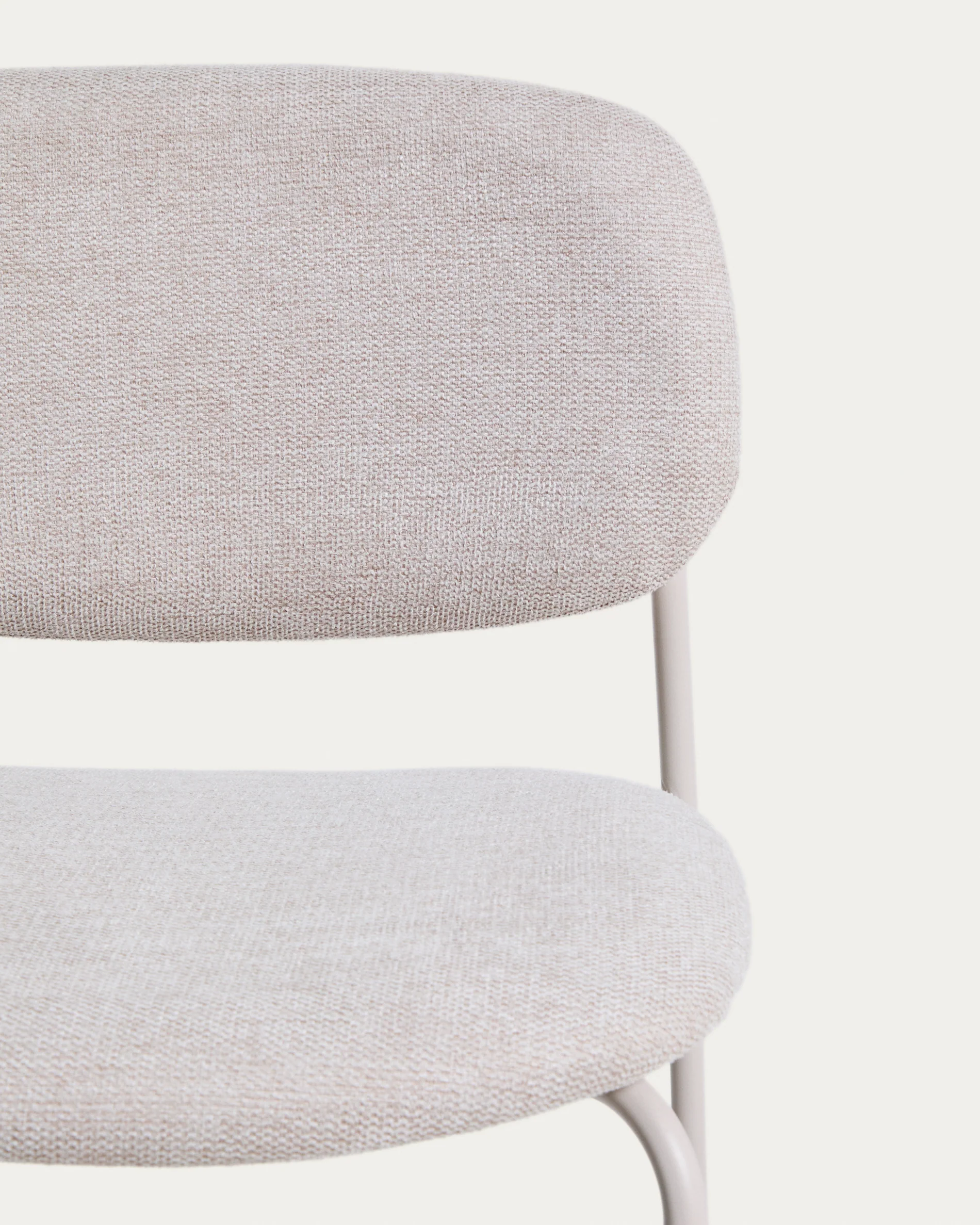 Meli stackable stool in beige chenille with beige metal legs FSC Mix Credit 65cm - Image 2