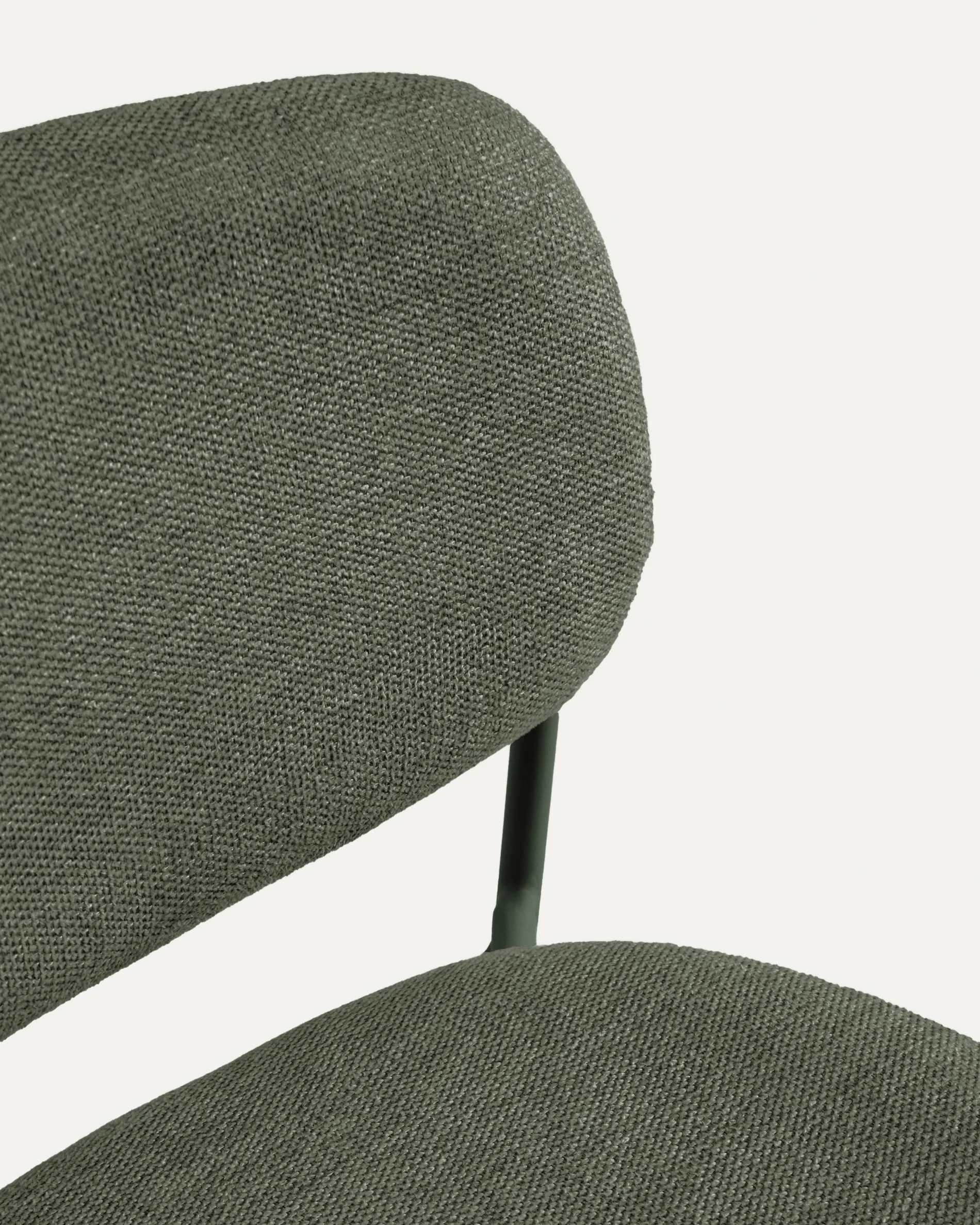 Meli stackable stool in green chenille with green metal legs FSC Mix Credit 65cm - Image 5