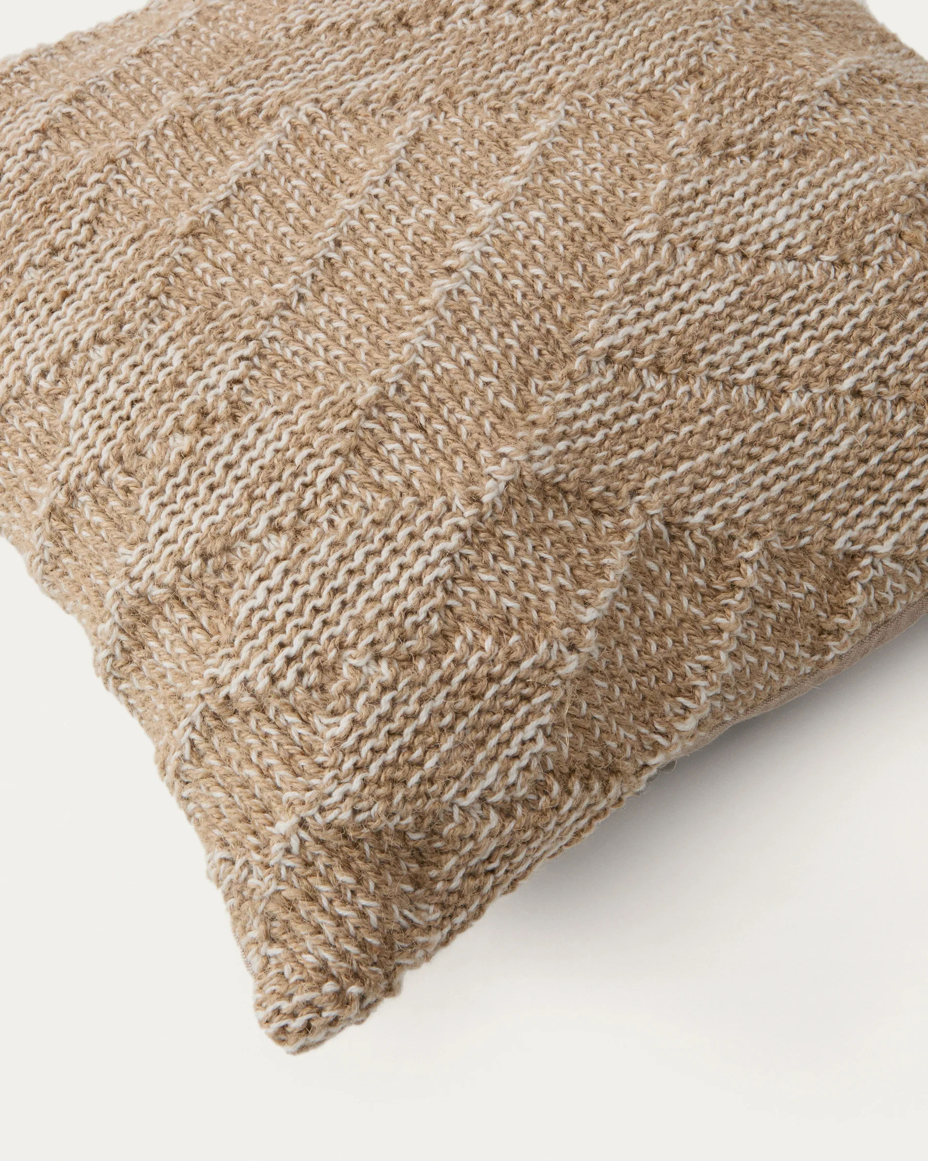 Melyan beige jacquard cotton and jute cushion cover 45 x 45cm - Image 5