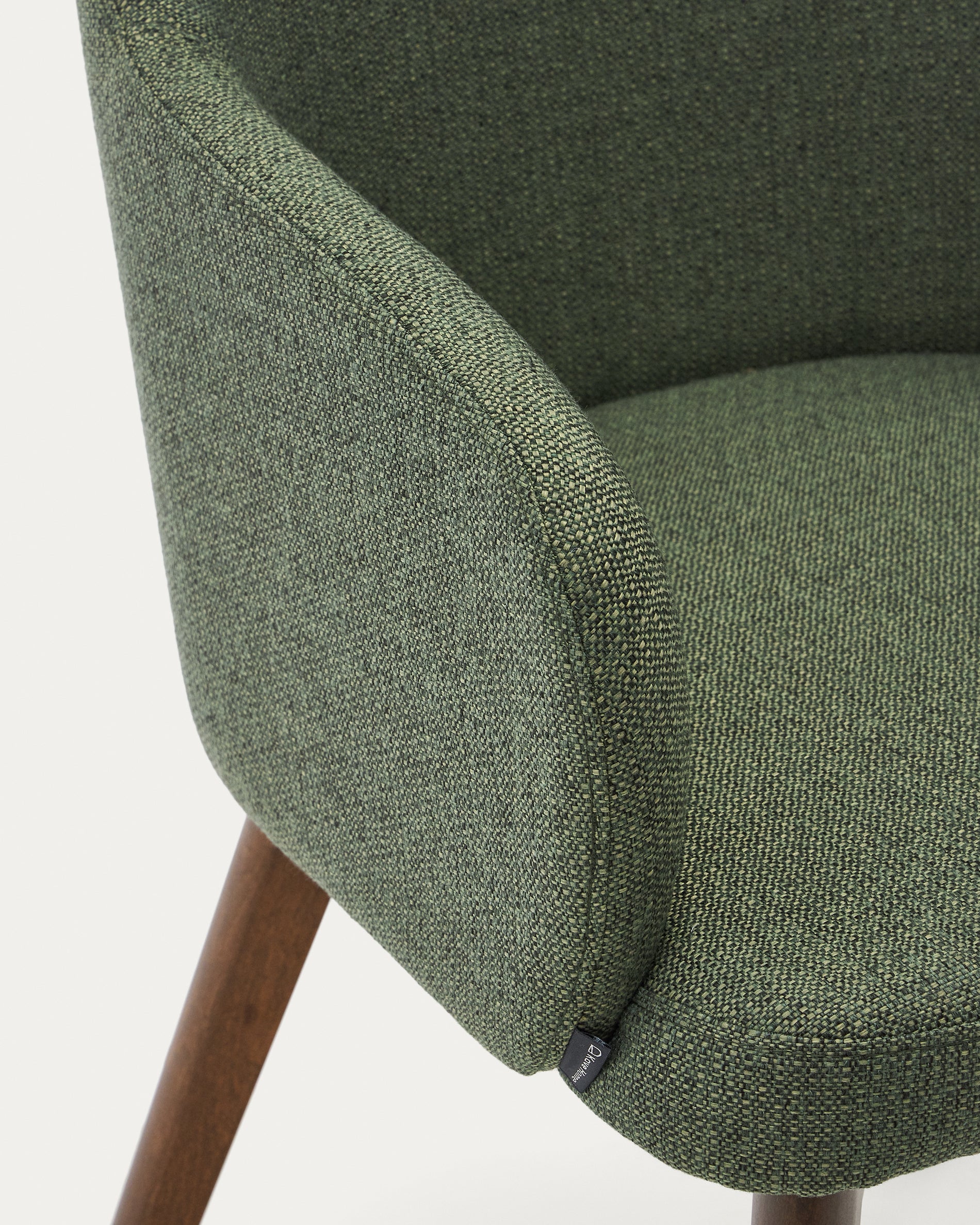 Nelida chair in green chenille and solid beech wood in a walnut finish FSC 100% - Image 3