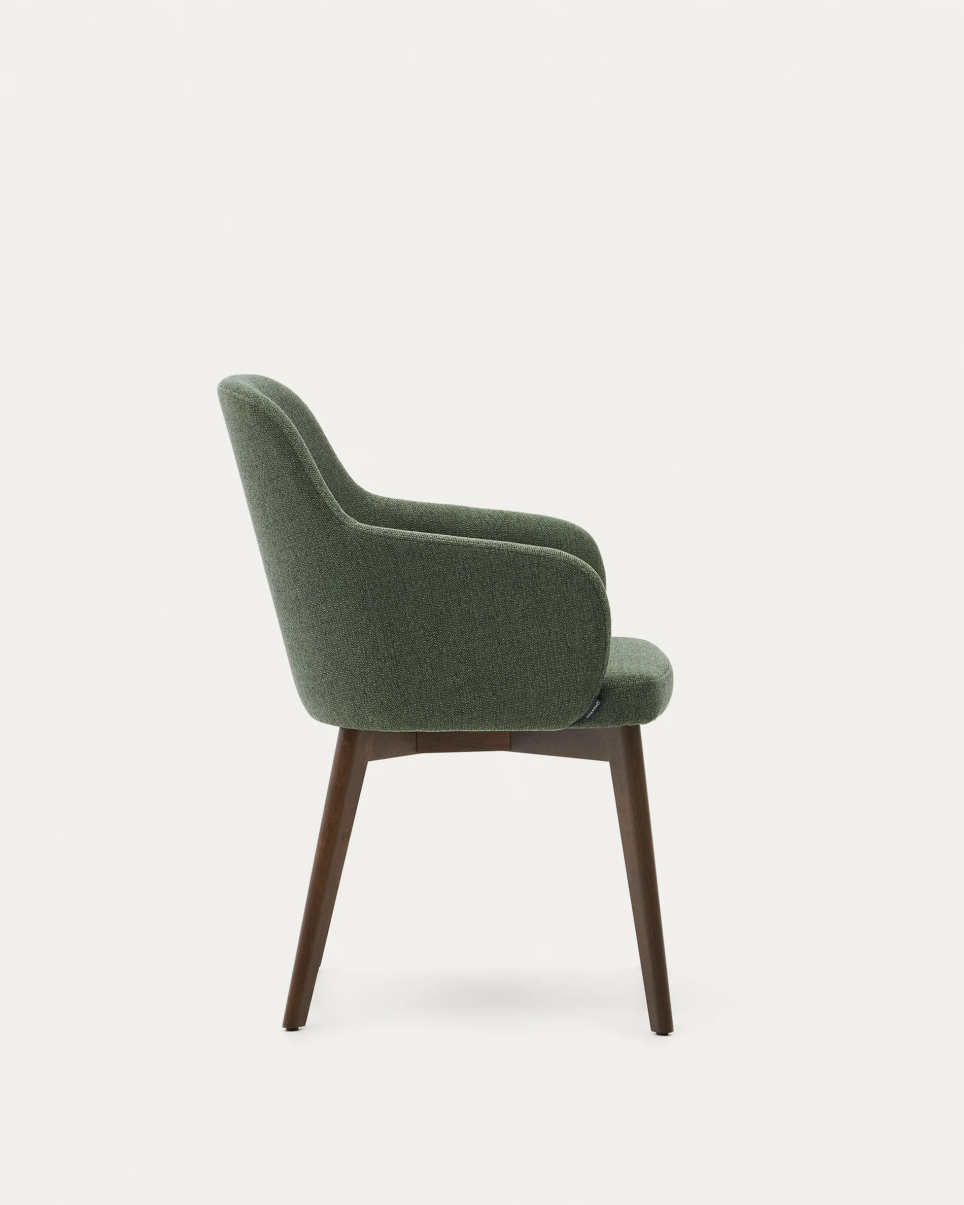 Nelida chair in green chenille and solid beech wood in a walnut finish FSC 100% - Image 6