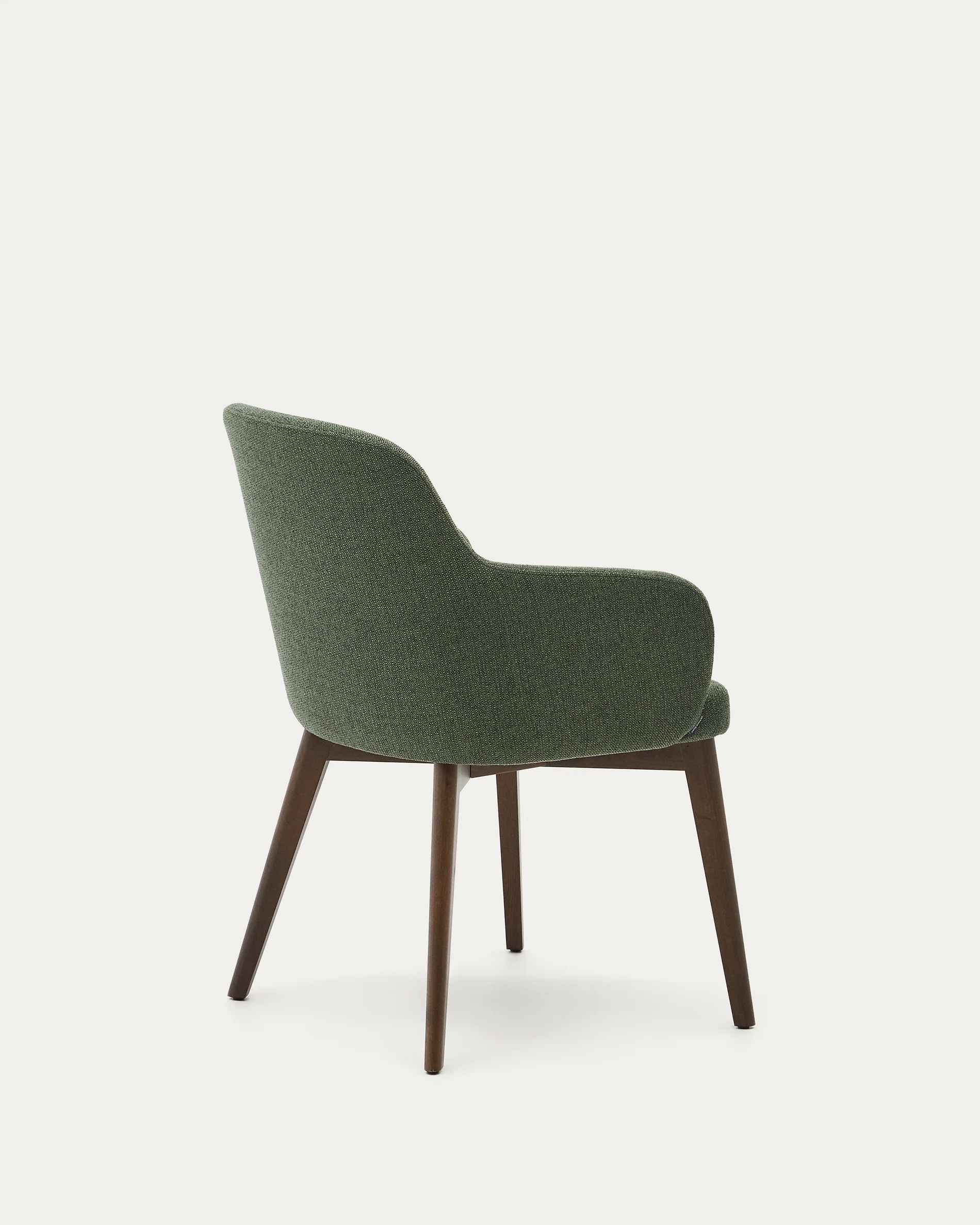 Nelida chair in green chenille and solid beech wood in a walnut finish FSC 100% - Image 7