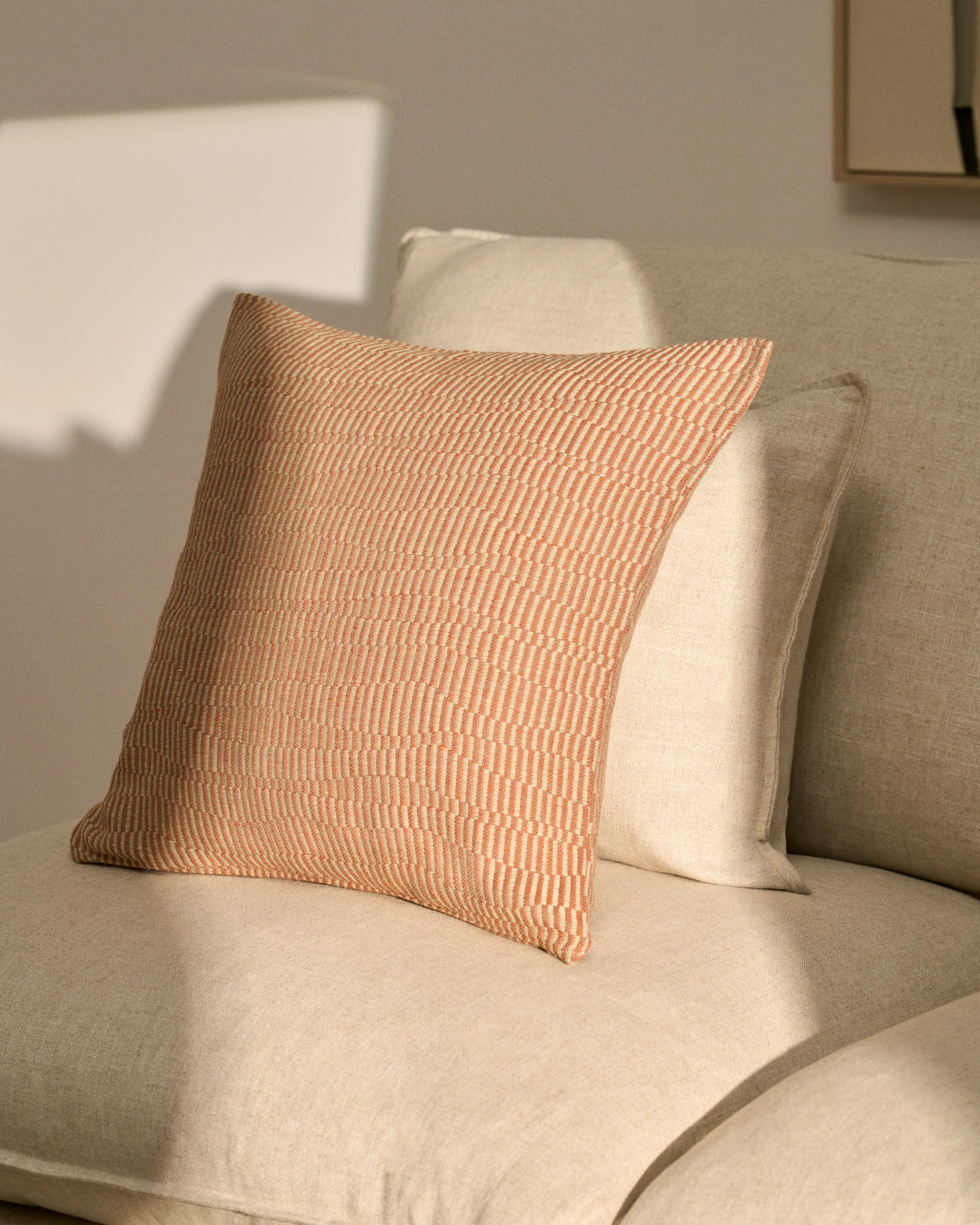 Nerel orange cotton and linen jacquard cushion cover 50 x 50cm - Image 2