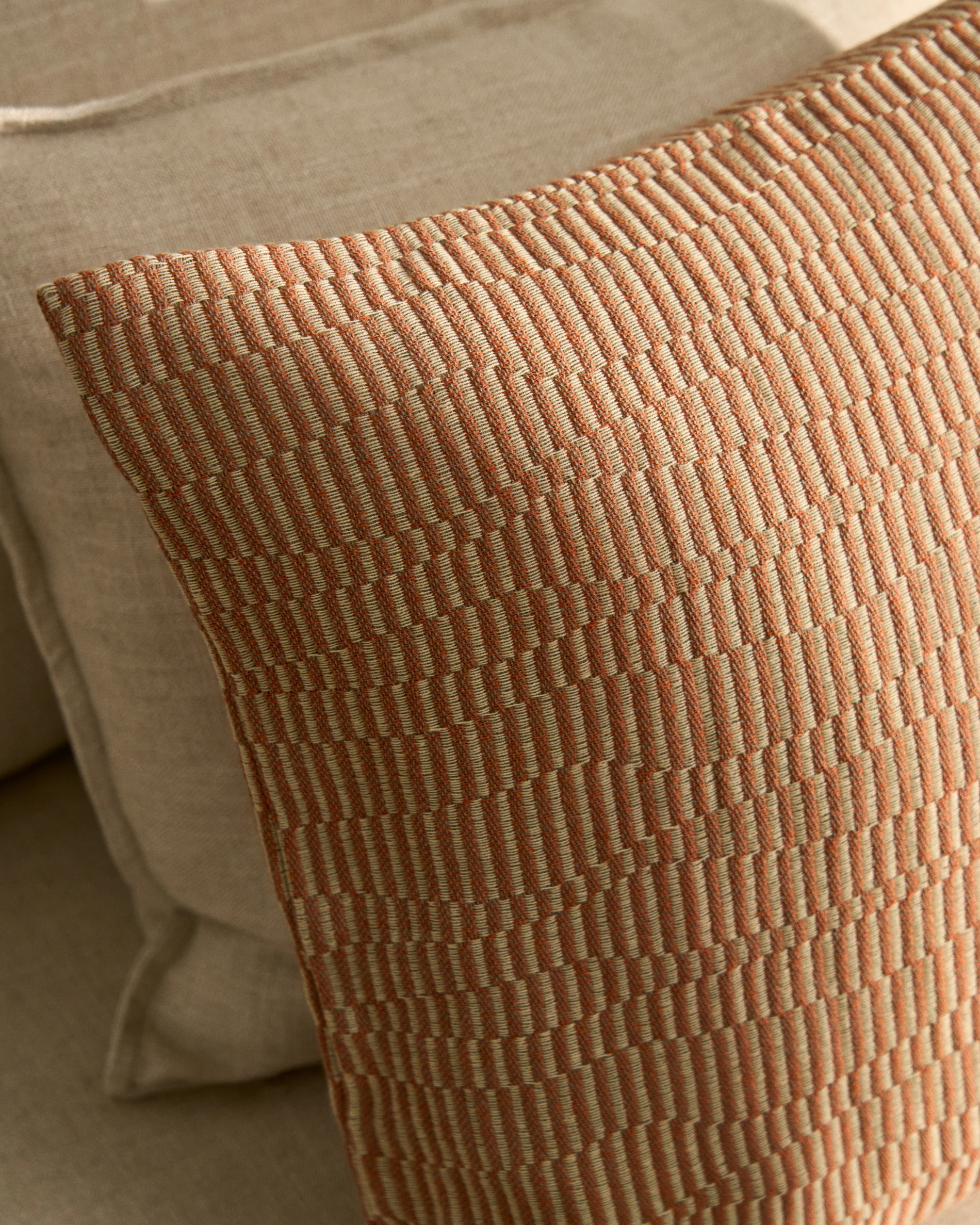 Nerel orange cotton and linen jacquard cushion cover 50 x 50cm - Image 4