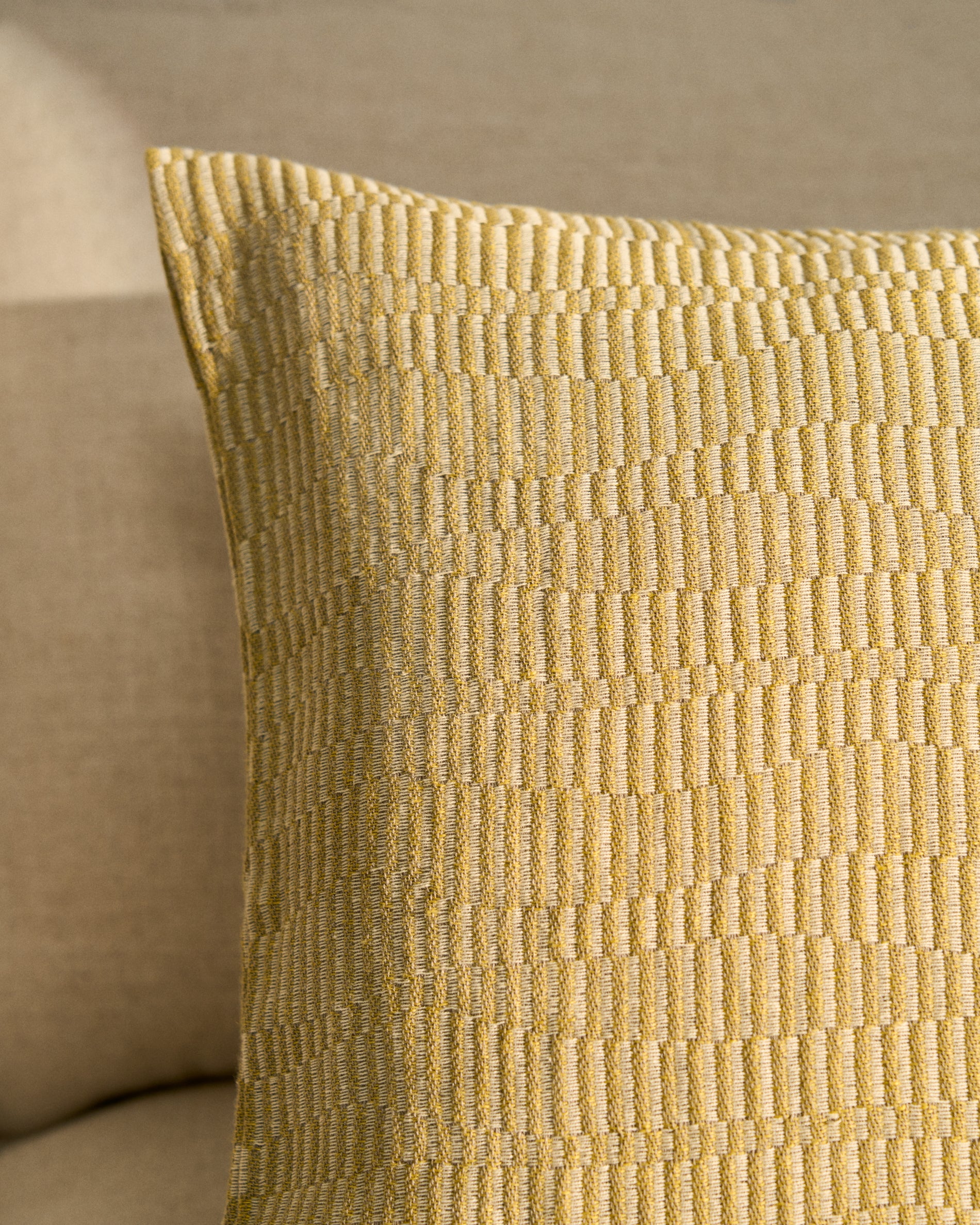 Nerel yellow cotton and linen jacquard cushion cover 50 x 50cm - Image 4