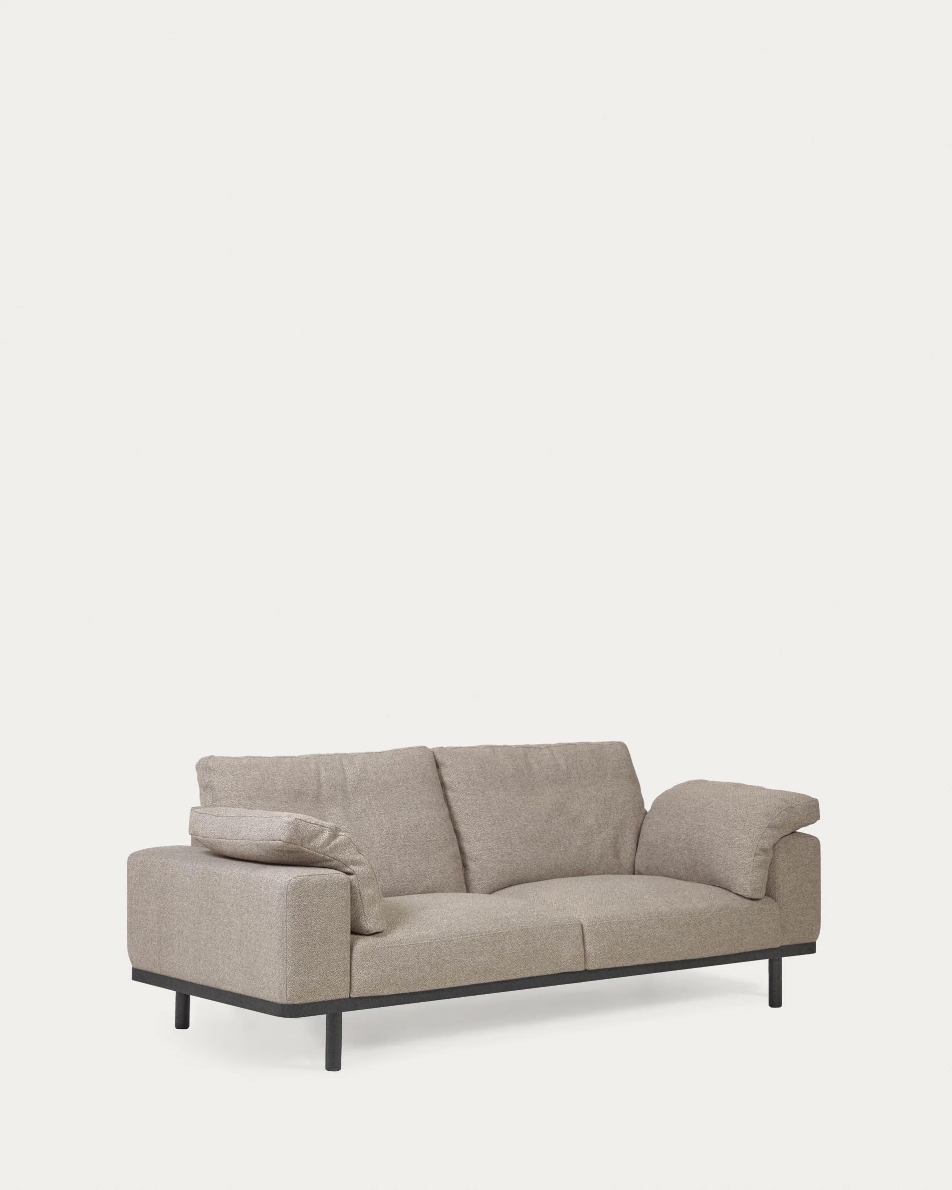 Noa 3 seater sofa with cushions in beige with dark finish legs, 230 cm - Image 5