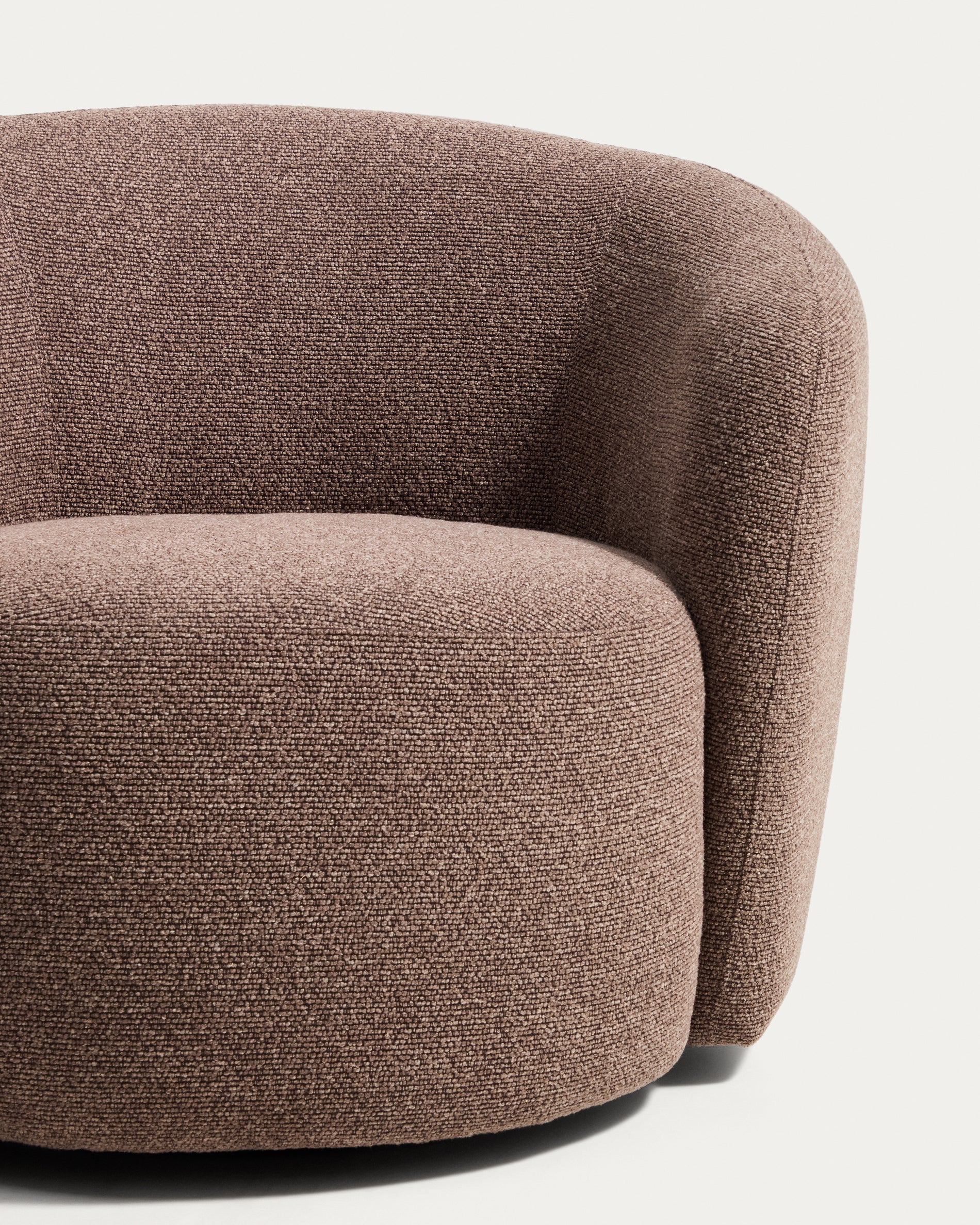 Odenia fire-retardant swivel armchair in brown micro bouclé - Image 3