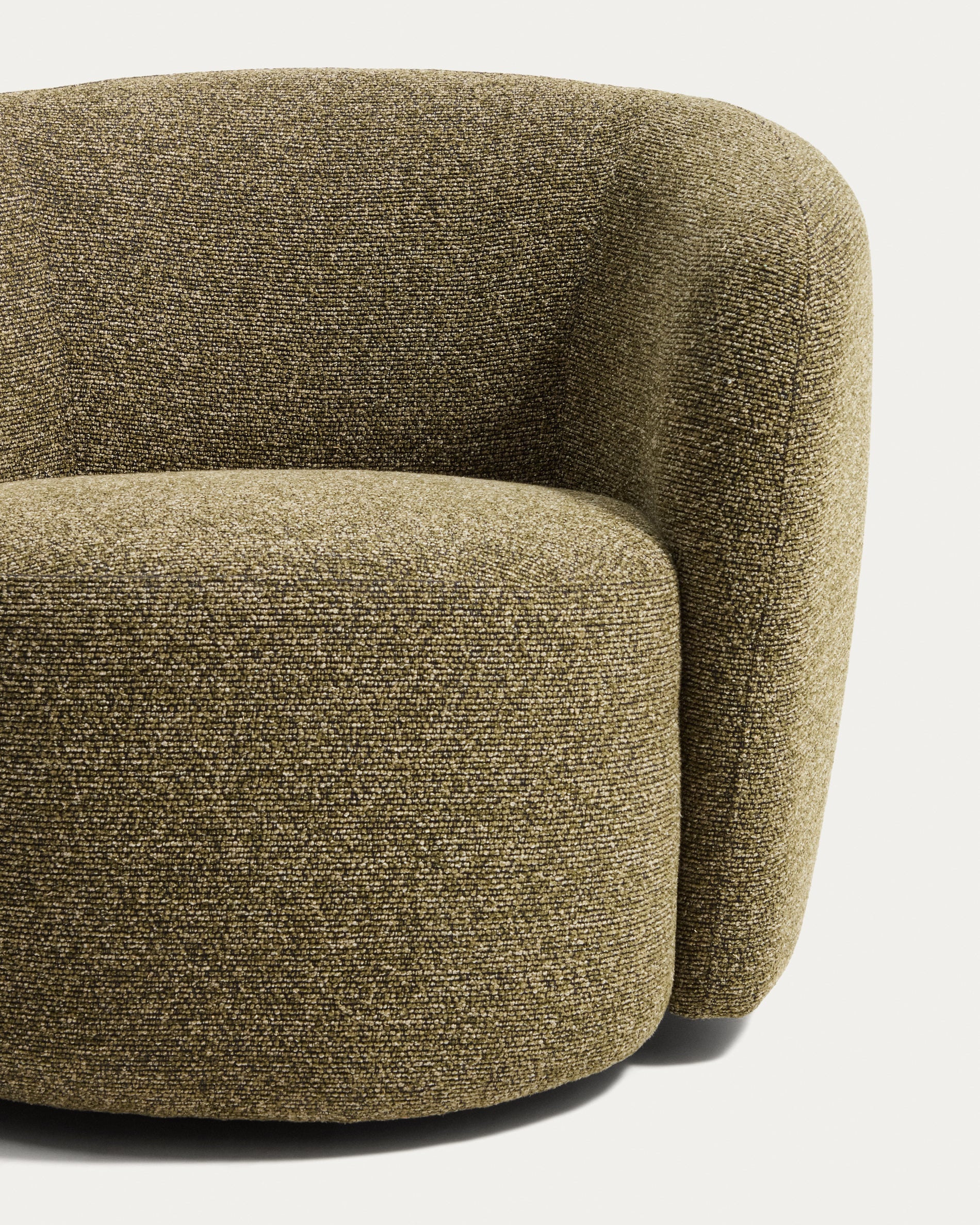 Odenia swivel armchair in olive green micro bouclé - Image 3