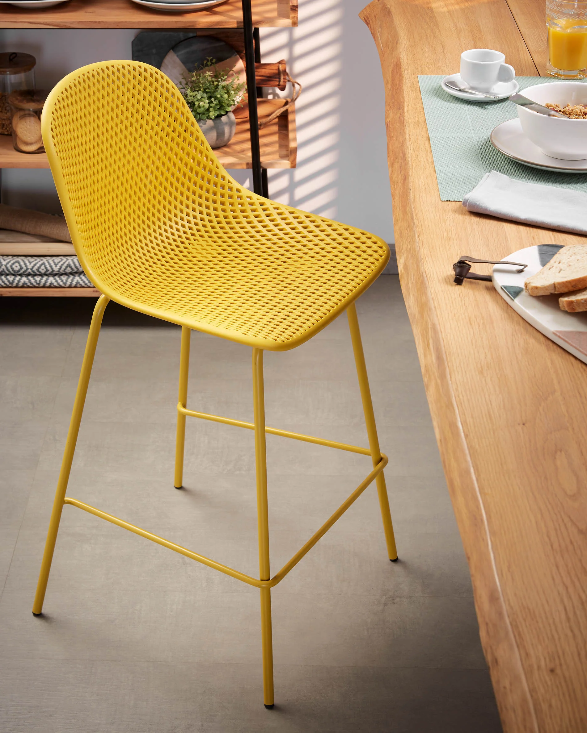 Quinby outdoor stool in yellow, height 65 cm - Image 2