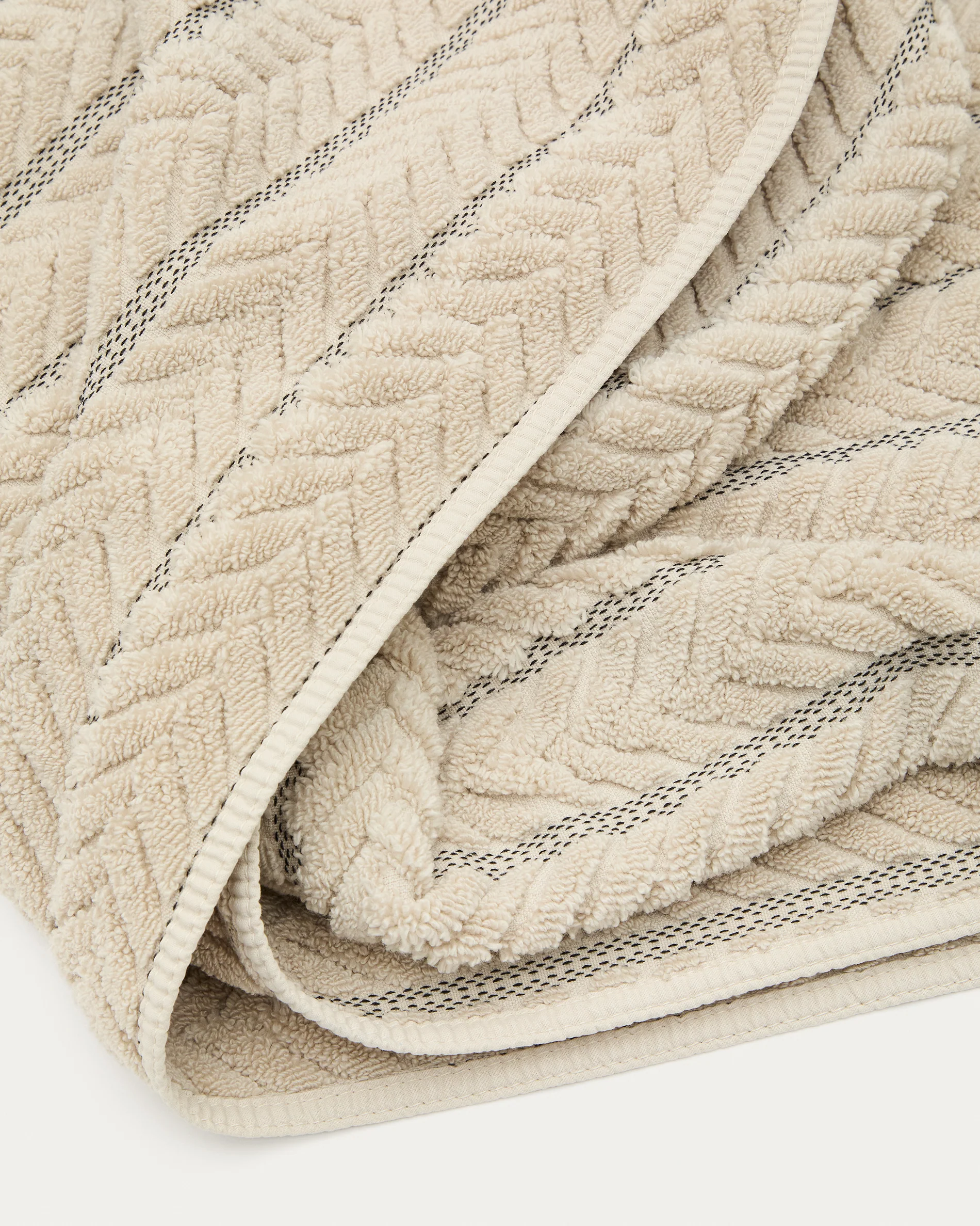 Rune 100% cotton, beige jacquard bath towel, 70 x 140 cm - Image 3
