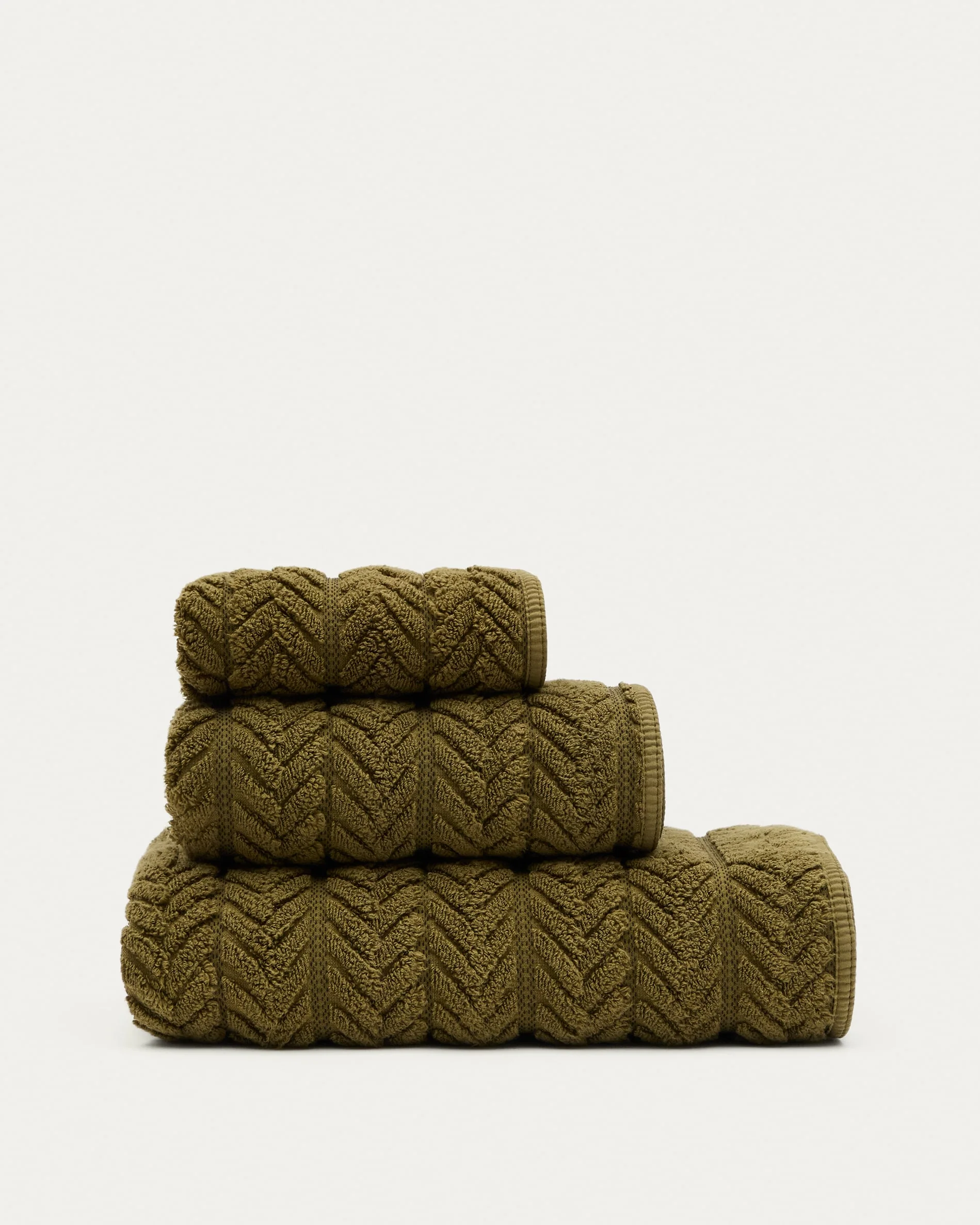Rune 100% cotton, green jacquard bath towel, 70 x 140 cm - Image 3