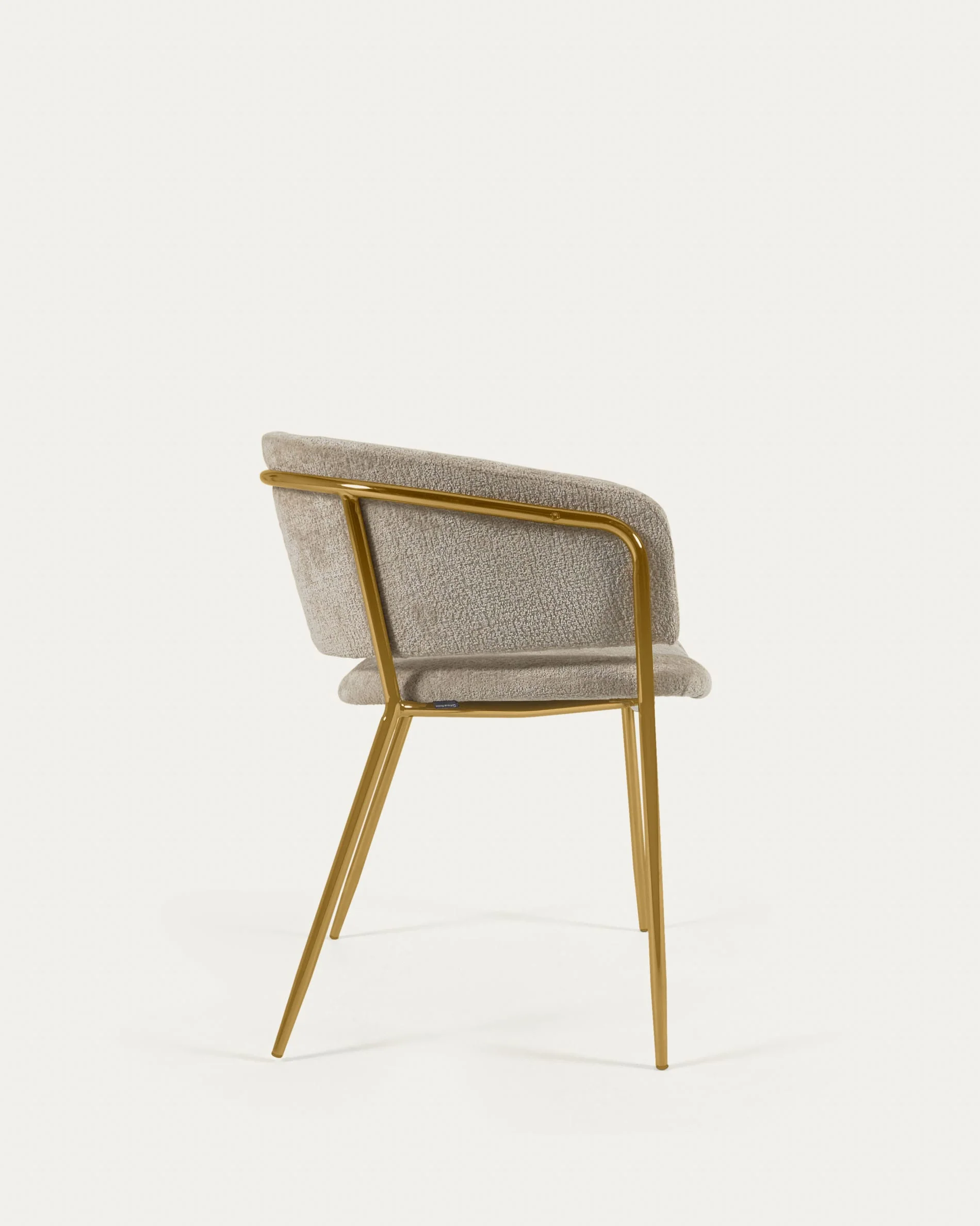 Runnie chair in beige chenille with steel legs and gold finish - Image 6