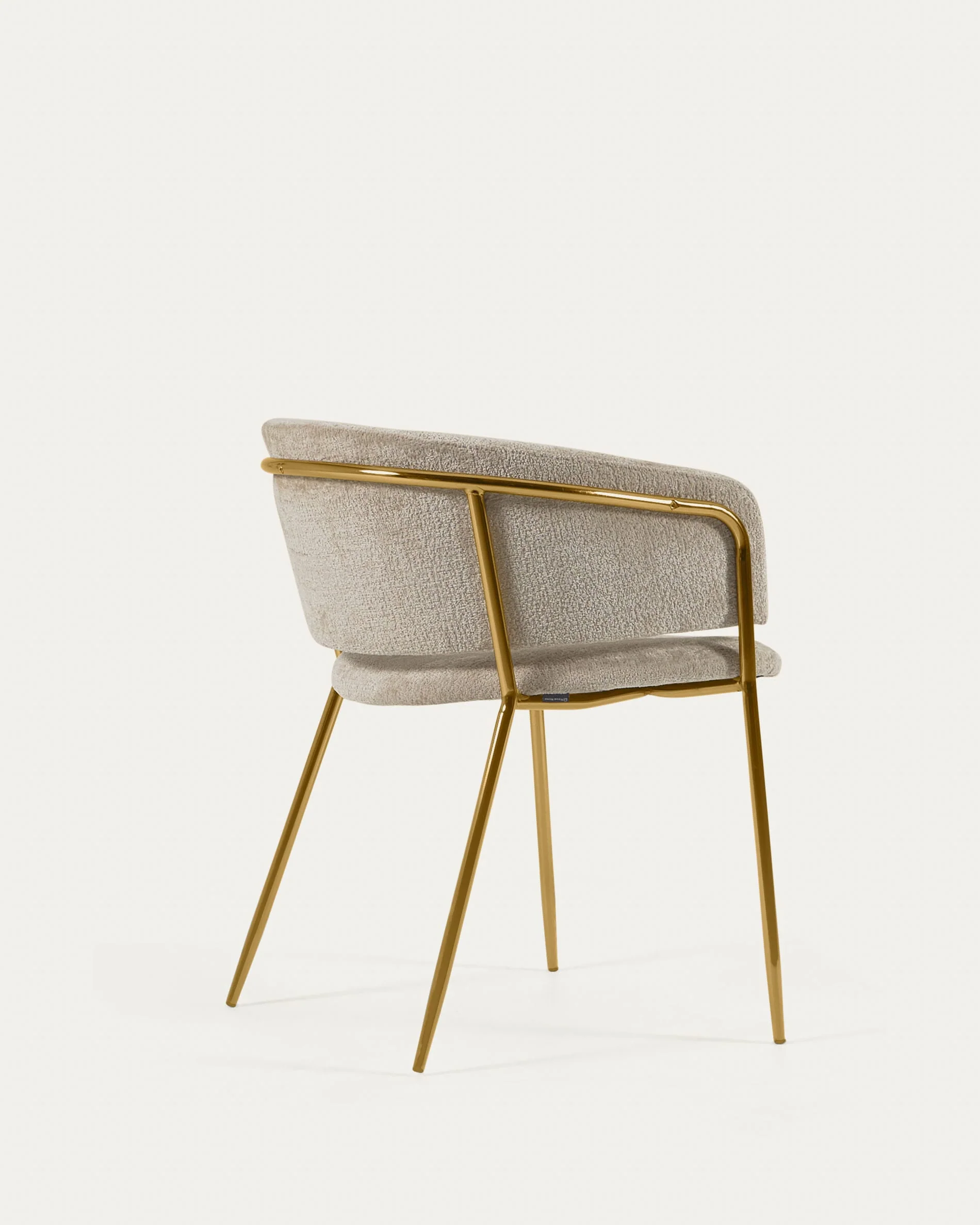 Runnie chair in beige chenille with steel legs and gold finish - Image 7