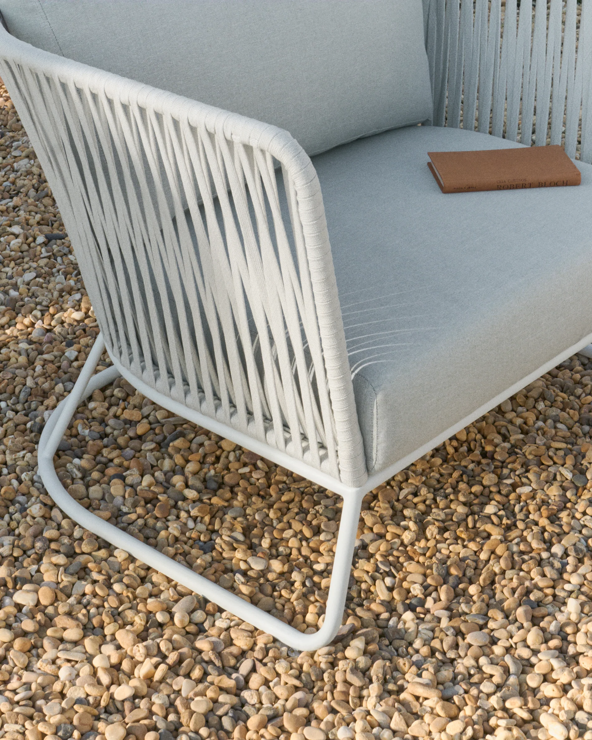 Saconca outdoor armchair in rope cord and grey galvanised steel - Image 4