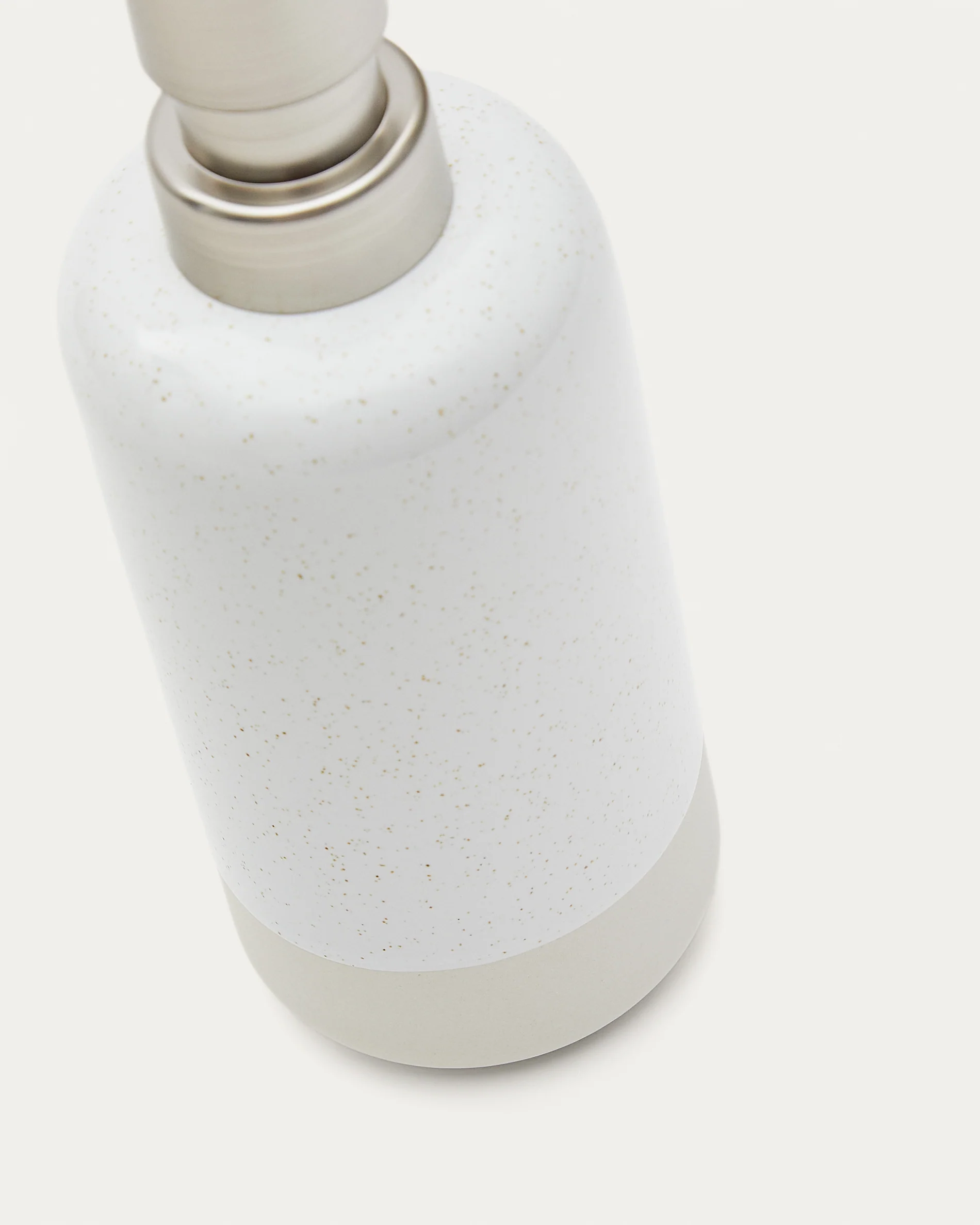 Selis Beige and White Stoneware Soap Dispenser - Image 2