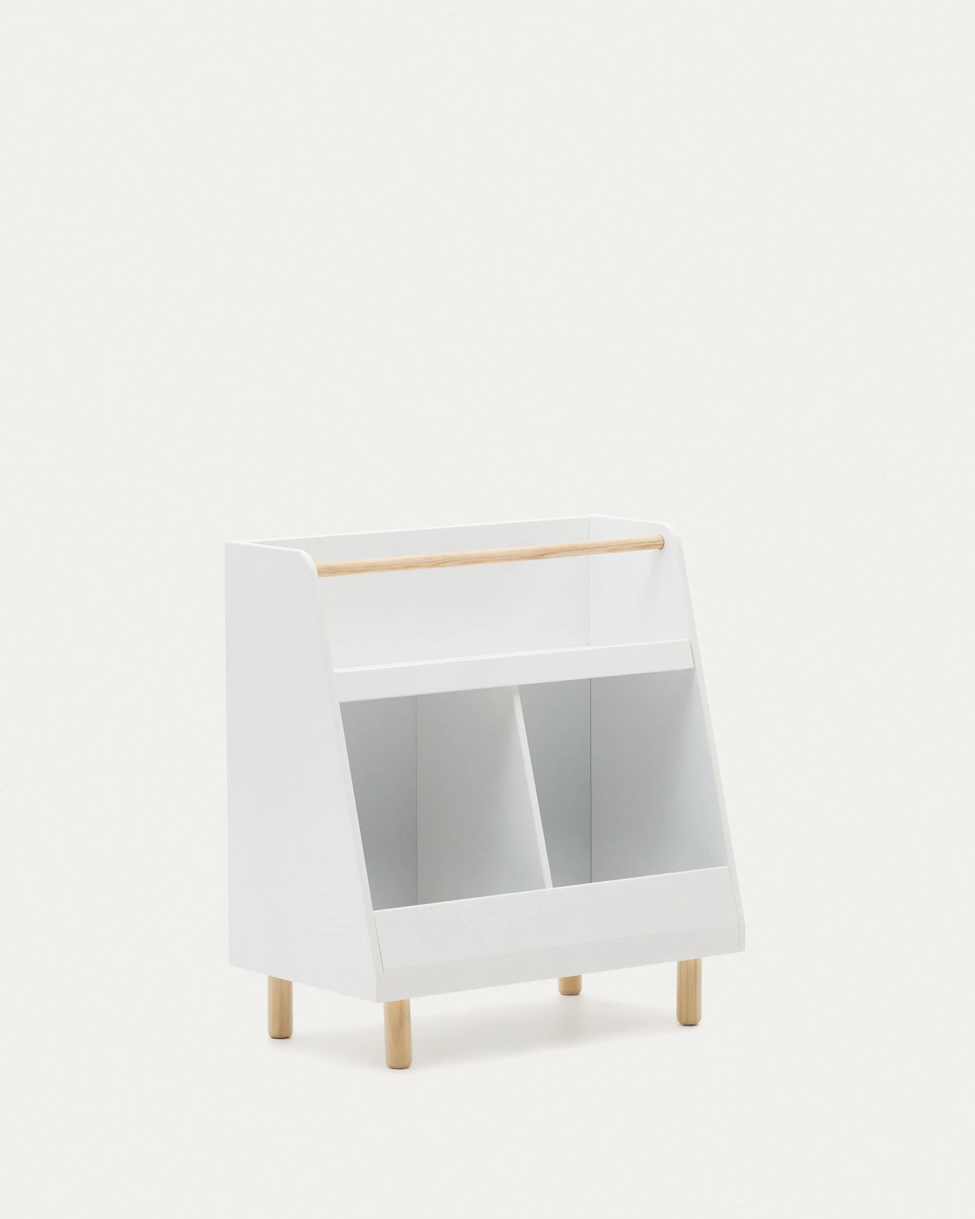 Serwa bookcase in white MDF with solid pine legs and bar - Image 6