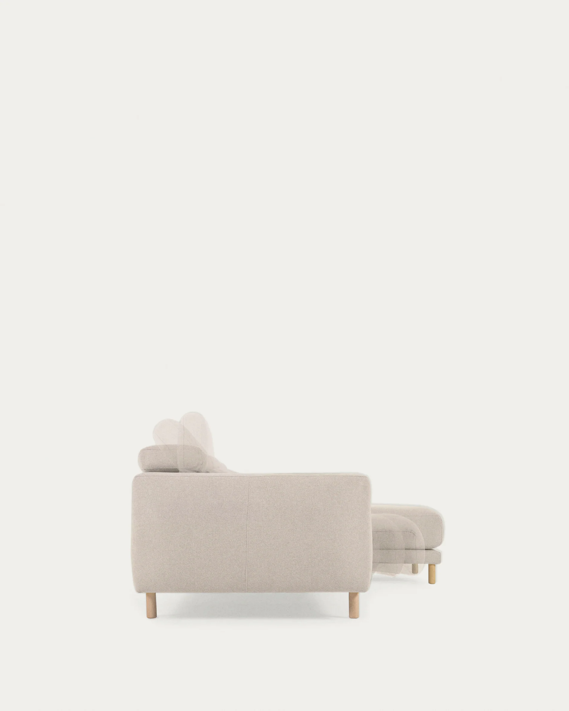 Singa 3 seater sofa with right-hand chaise longue, reclining headrest and extendable seat in white 296 cm - Image 6