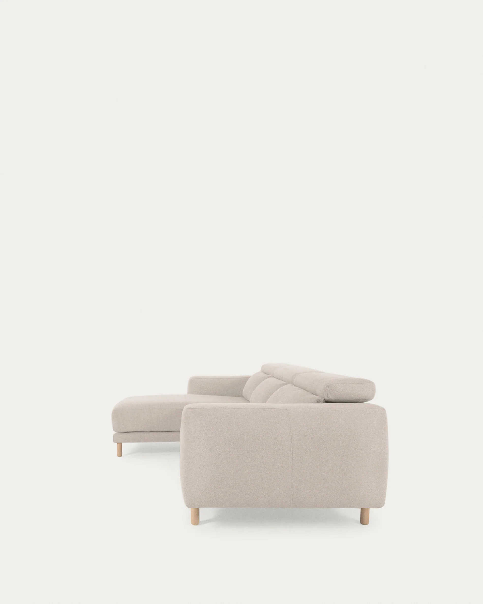 Singa 3 seater sofa with right-hand chaise longue, reclining headrest and extendable seat in white 296 cm - Image 7