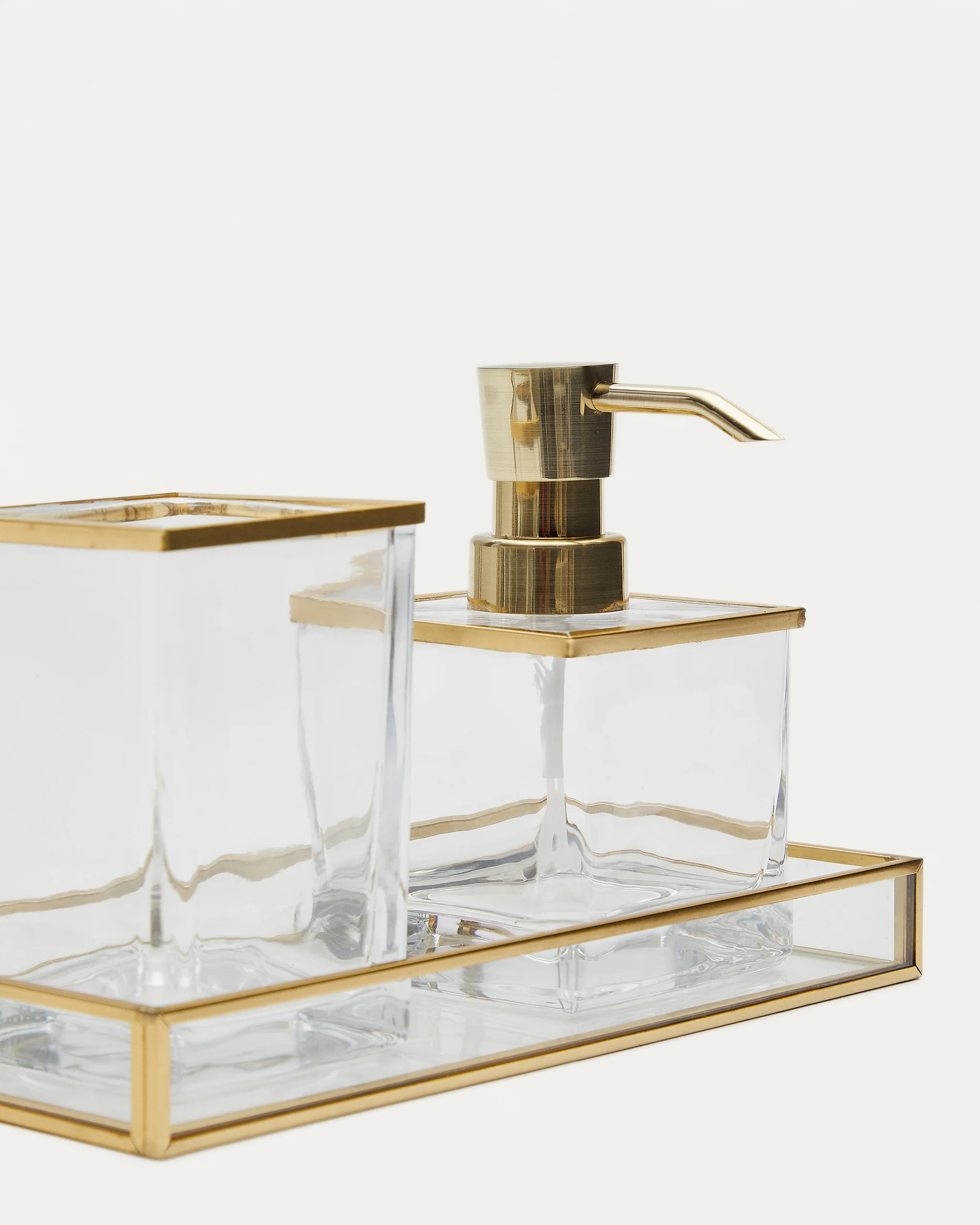 Soanet Glass and Metal Soap Dispenser with Gold Finish - Image 5