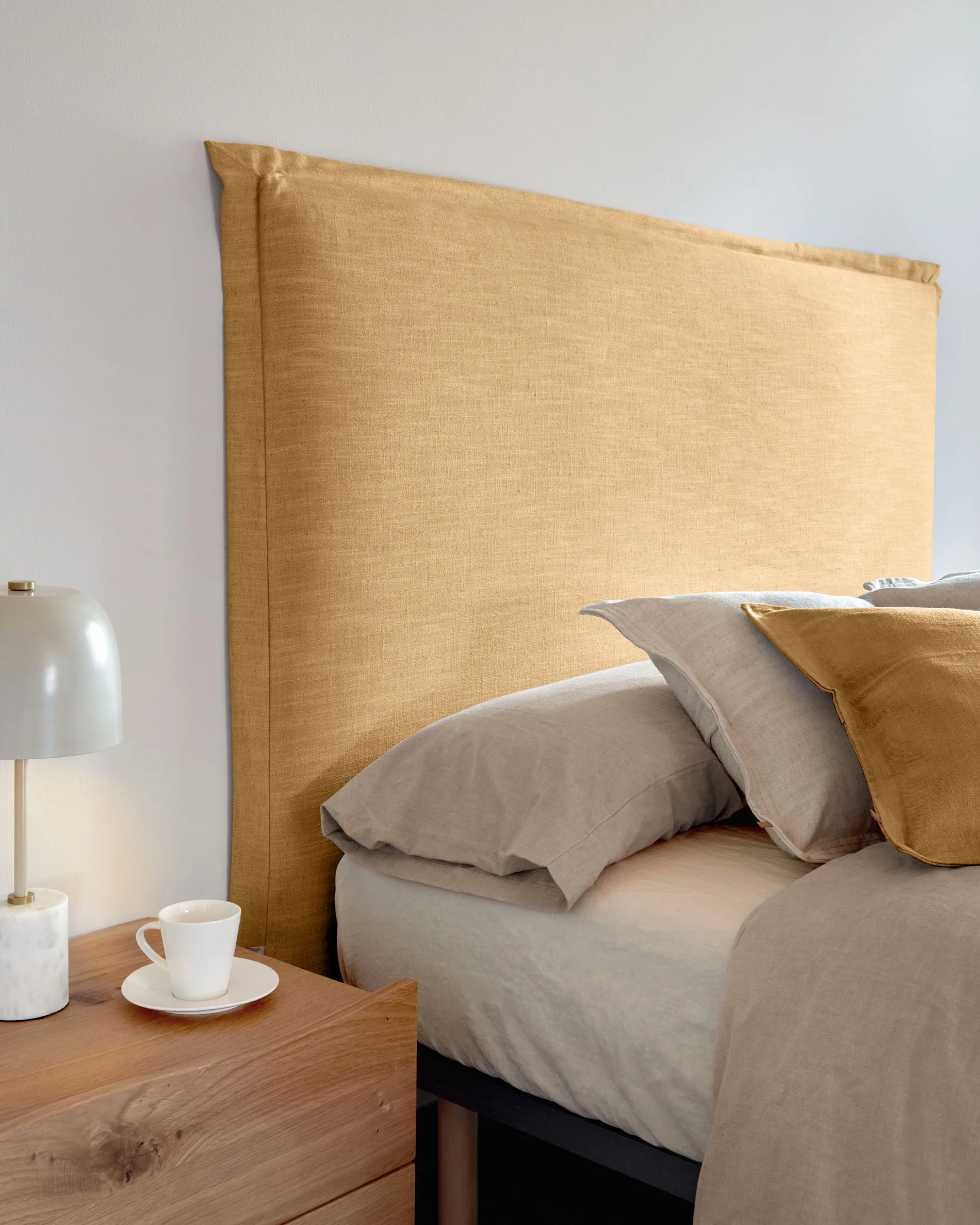 Tanit headboard with removable mustard linen cover for a bed up to 180 cm - Image 4