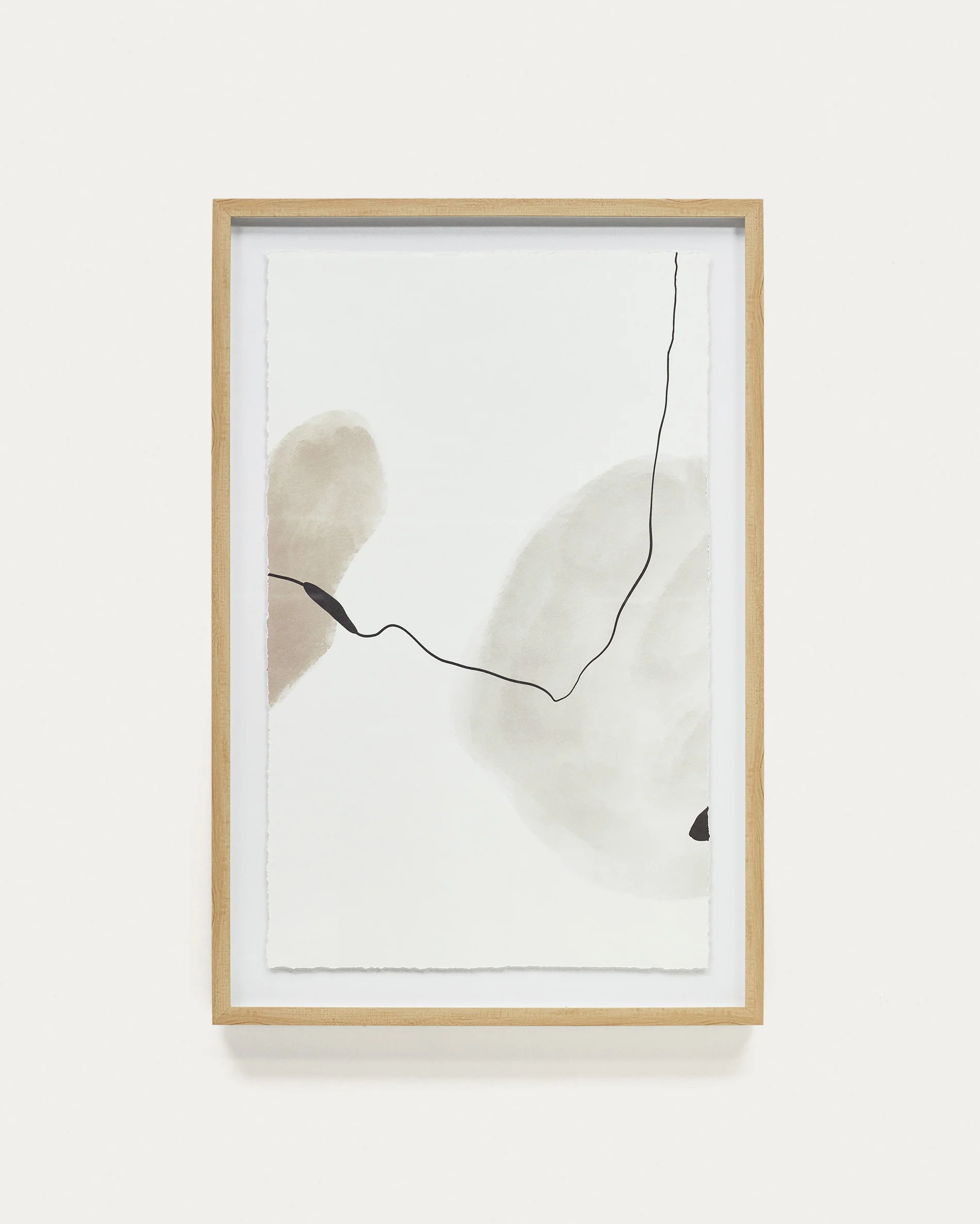 Torroella abstract painting in white, brown, and grey, 60 x 90 cm - Image 5