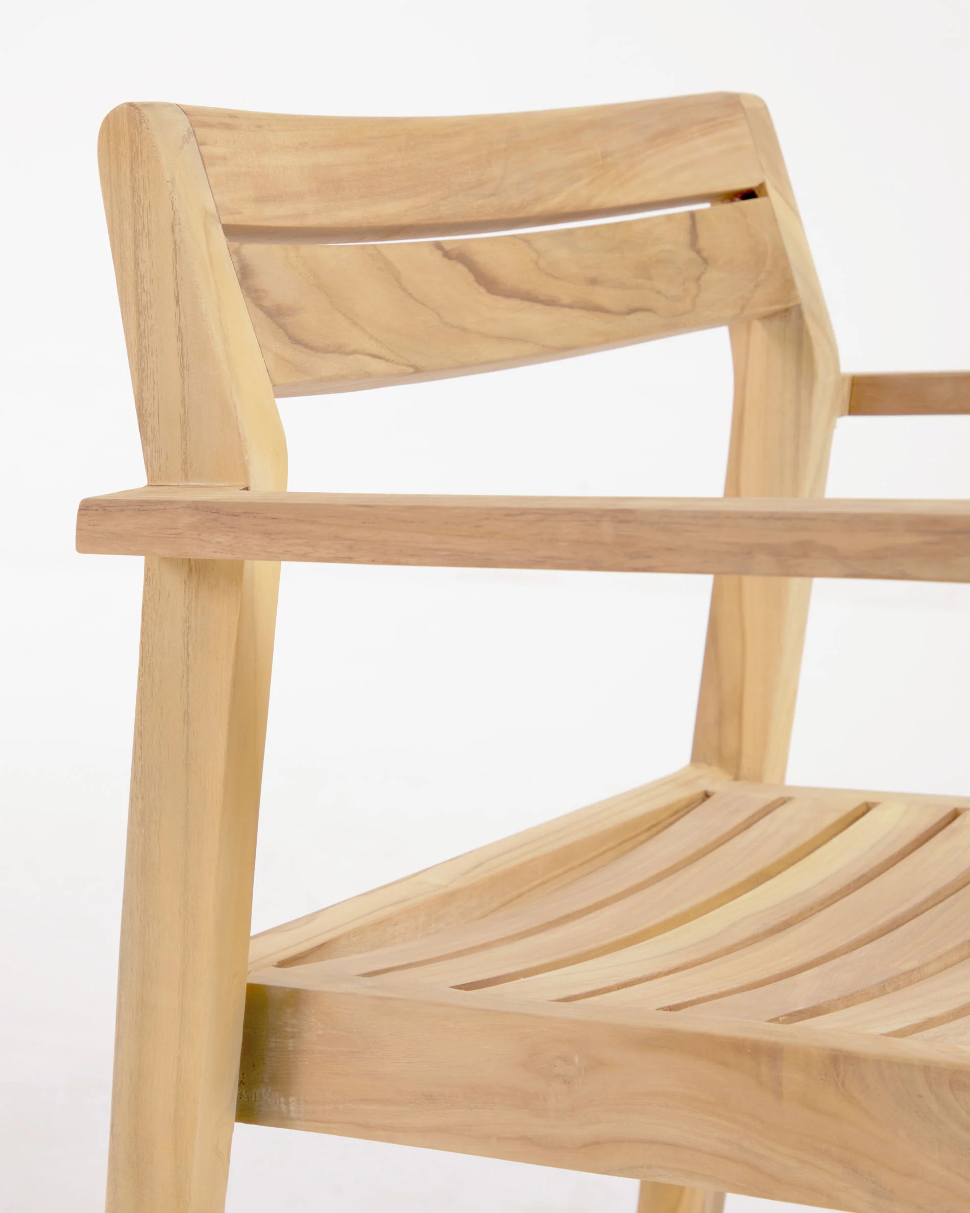 Victoire stackable outdoor chair in solid teak wood - Image 3