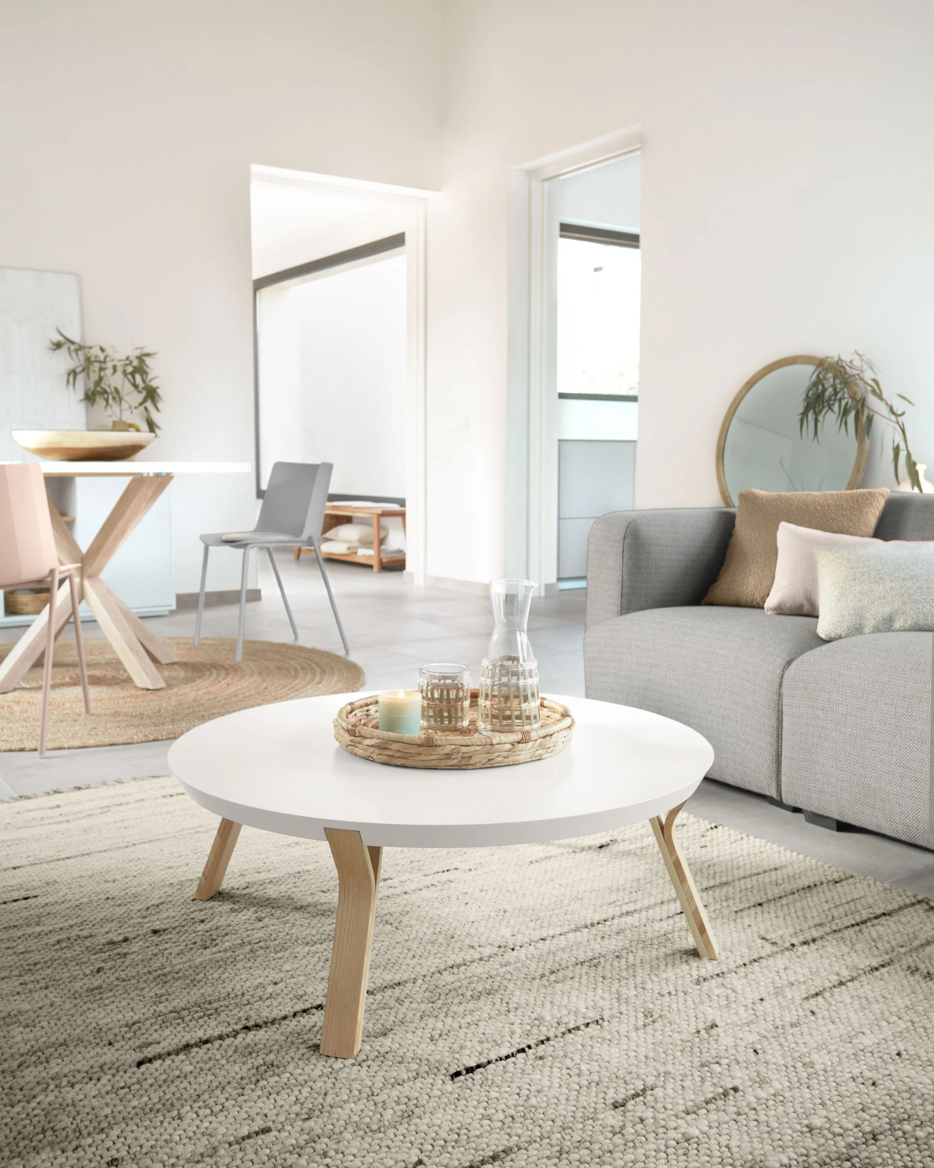 White and ash Dilos coffee table Ø 90 cm - Image 2