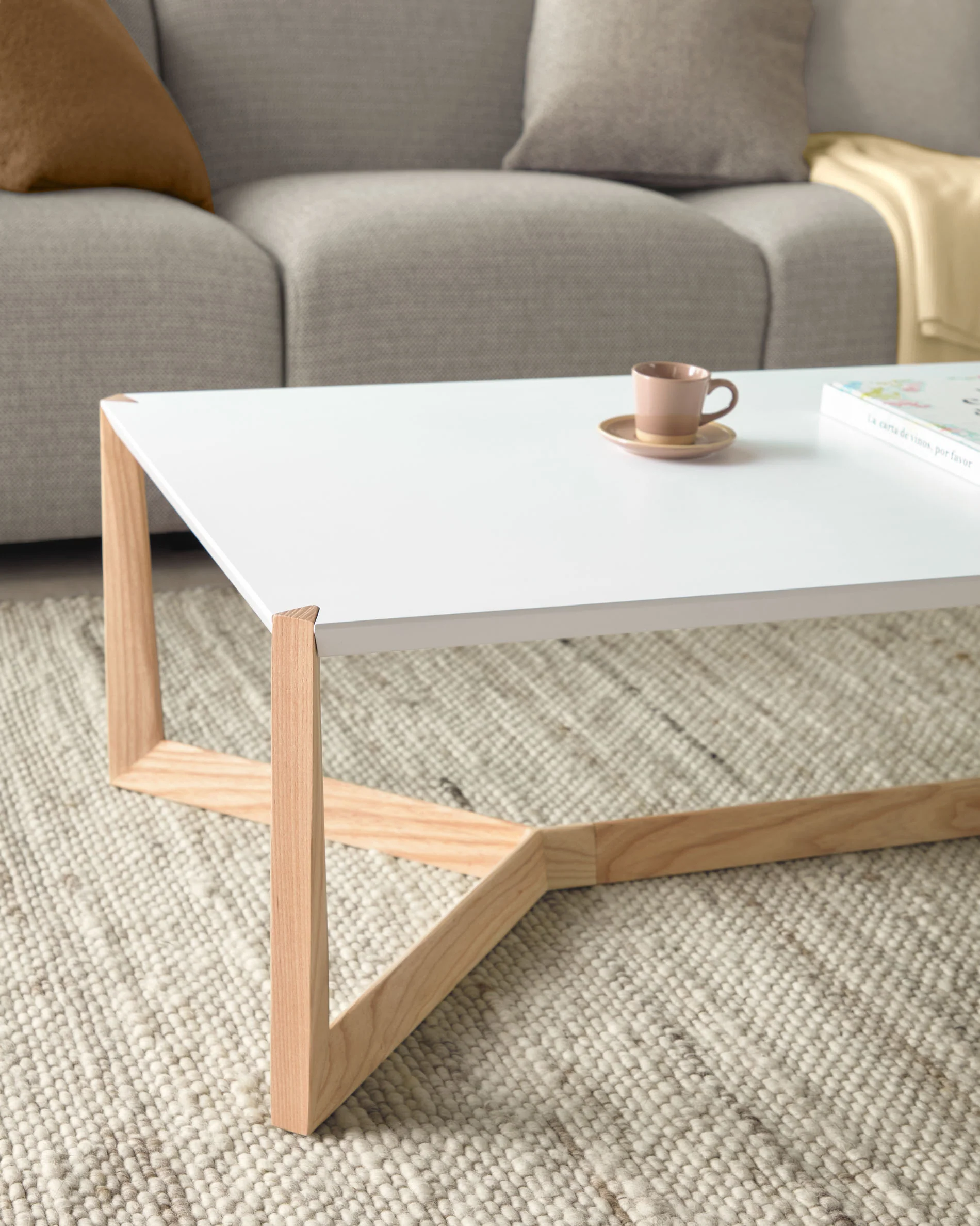 White and ash Quatro coffee table 120 x 60 cm - Image 4