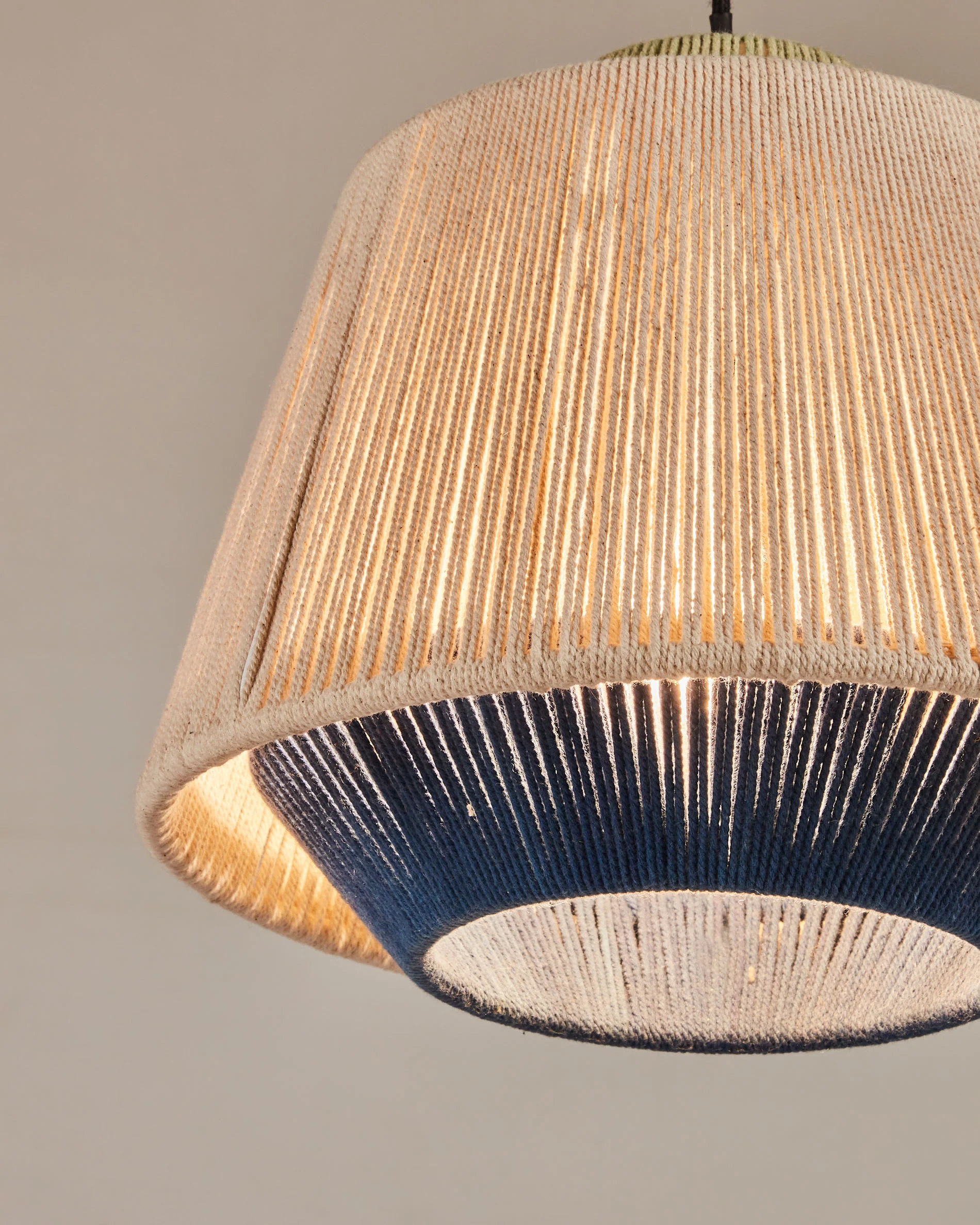 Yuvia cotton ceiling lamp with a beige and blue finish - Image 3