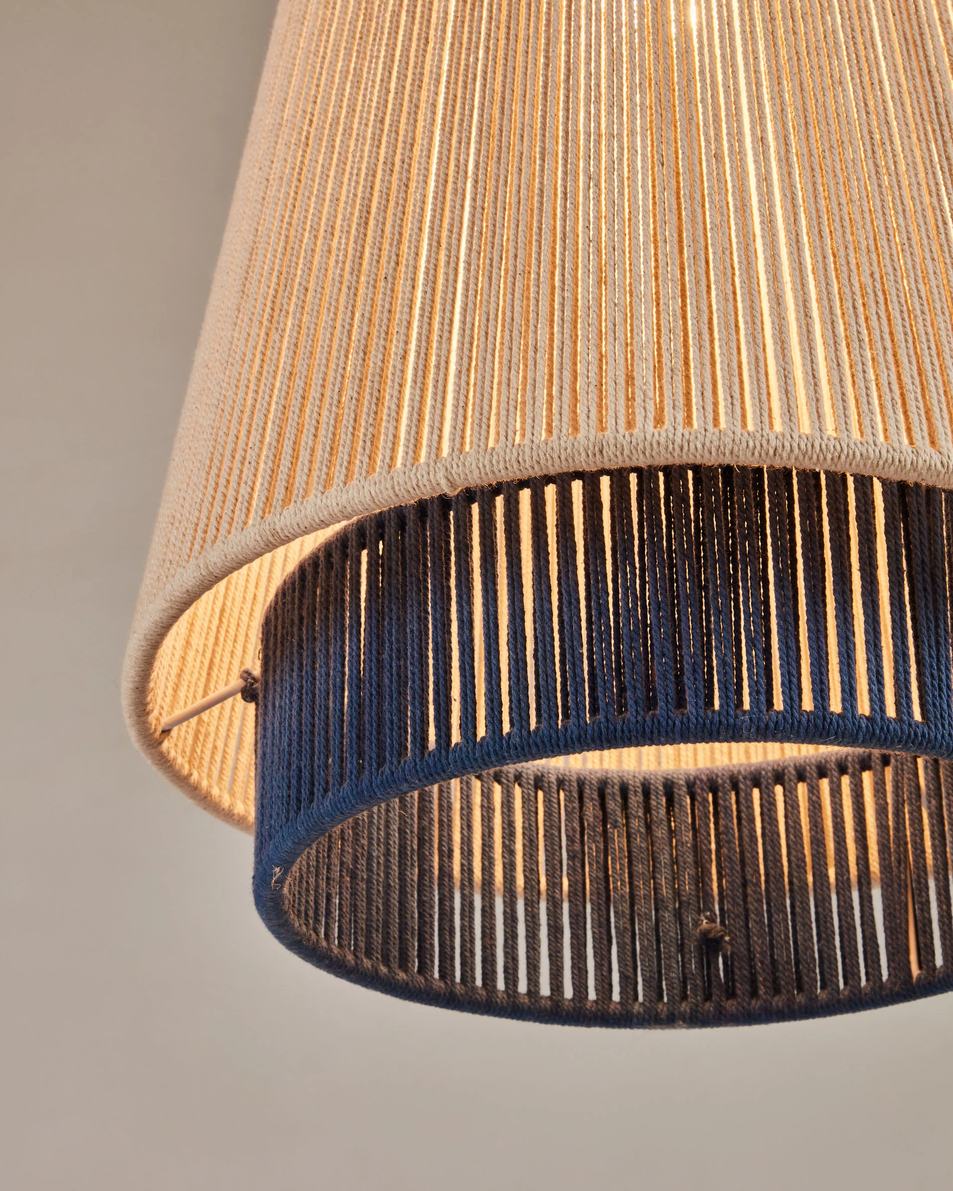 Yuvia cotton ceiling lamp with a beige, blue, and terracotta finish - Image 3