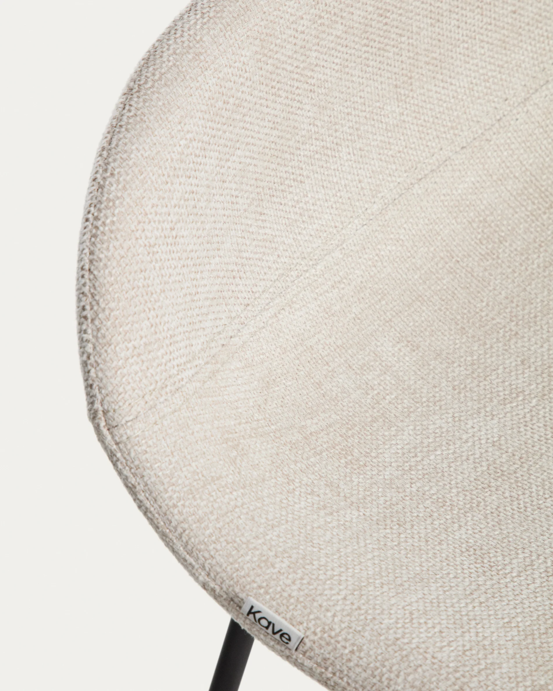 Zahara stool in beige chenille with steel legs with black finish 76cm FSC 100% - Image 3