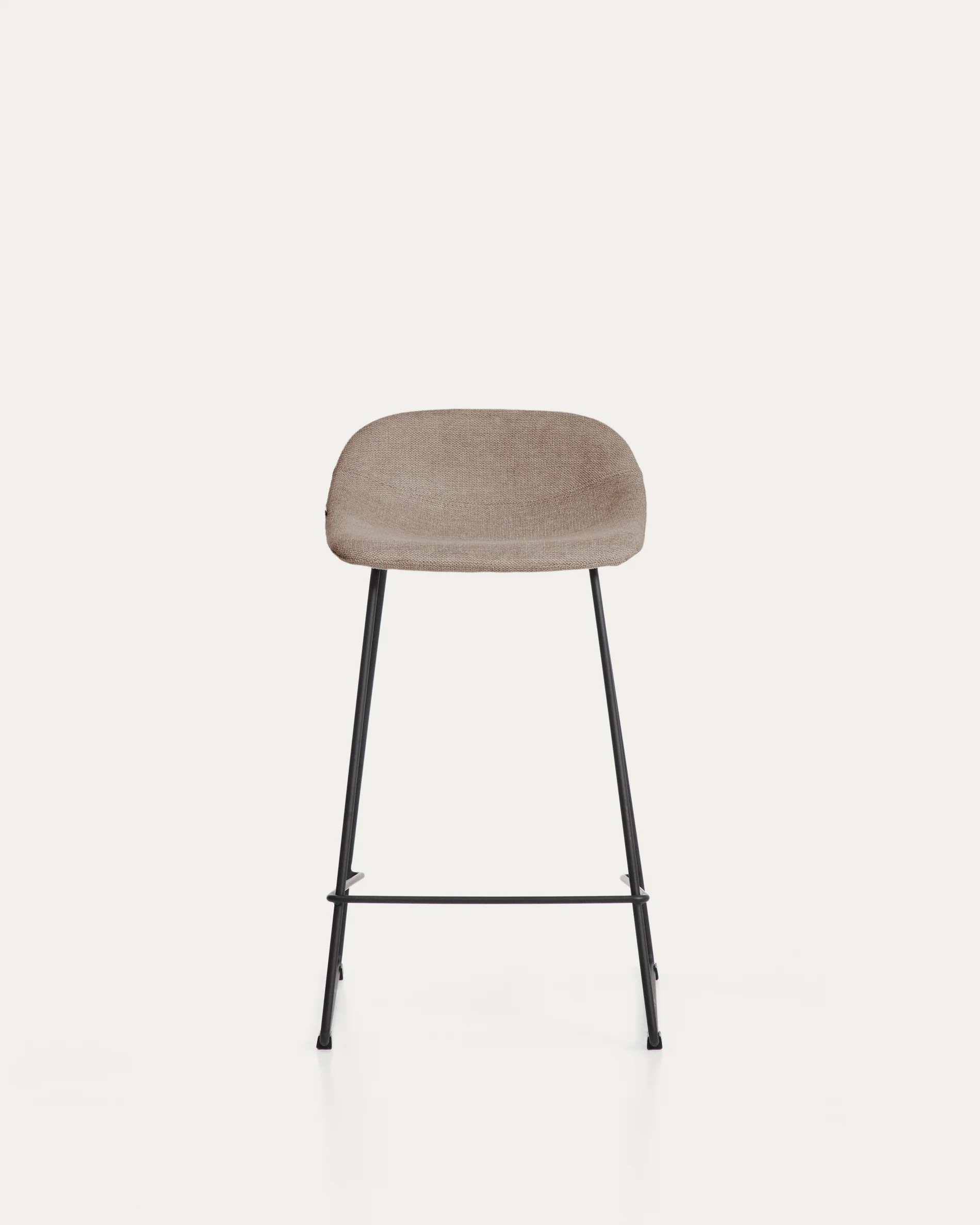 Zahara stool in brown chenille with steel legs with black finish 65cm FSC 100% - Image 8