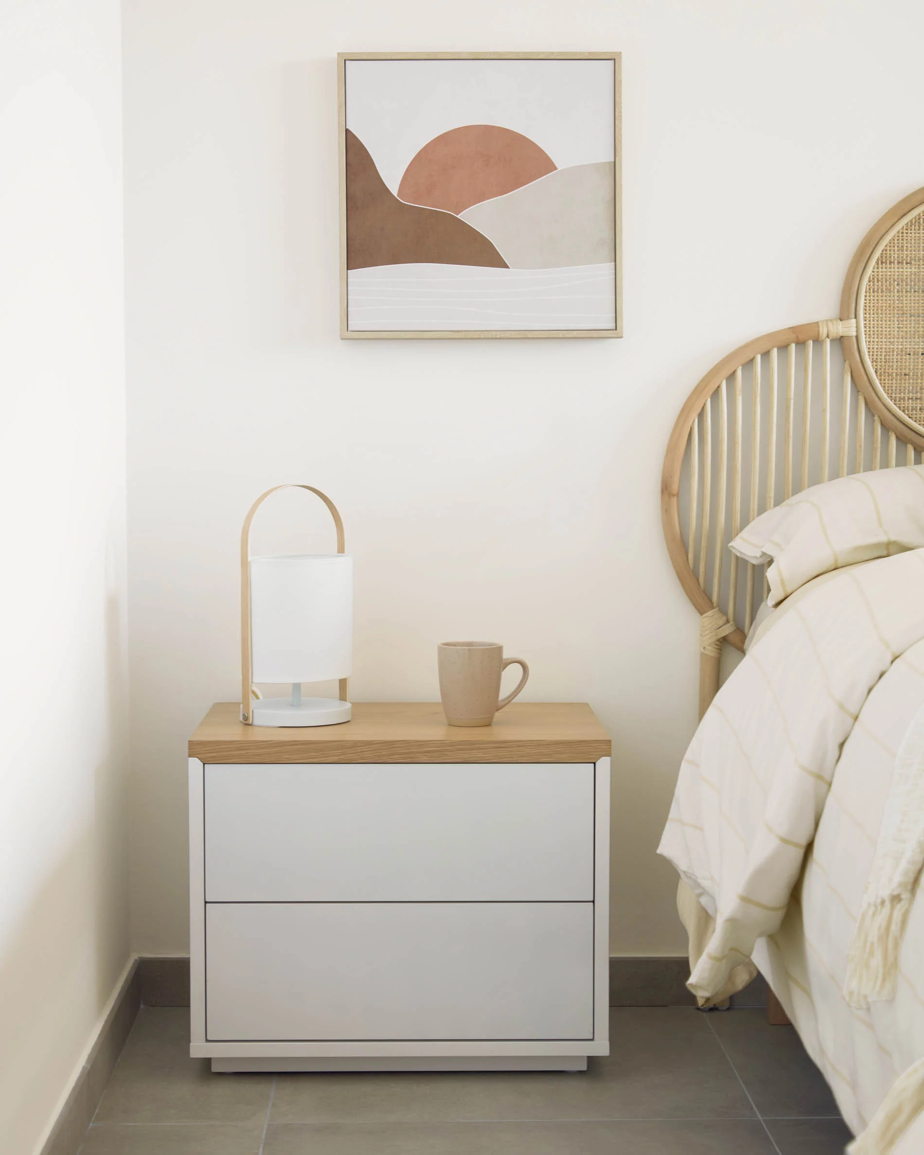 Zayma table lamp in beech wood and white cotton - Image 2